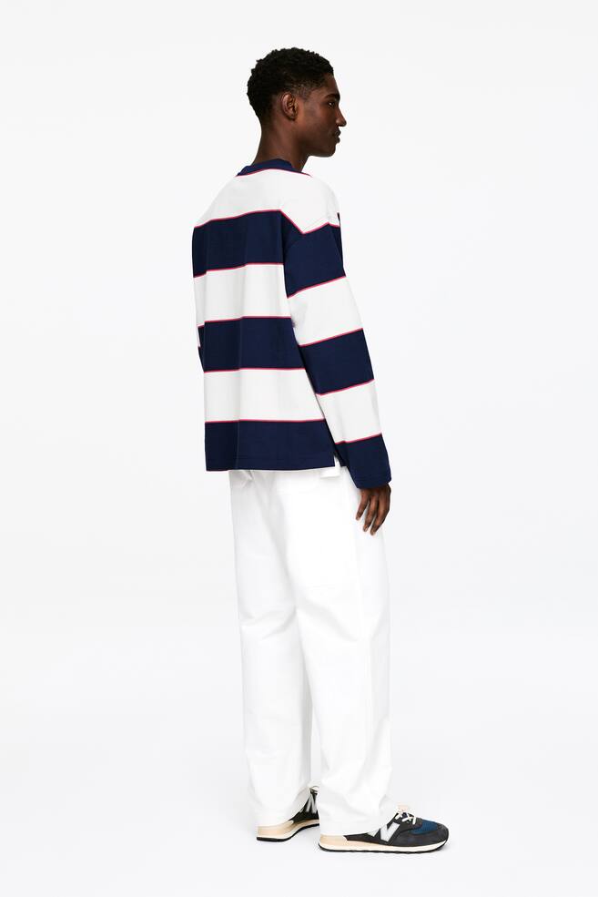 Relaxed Long-Sleeve T-Shirt-Off White/Blue/Red - 6