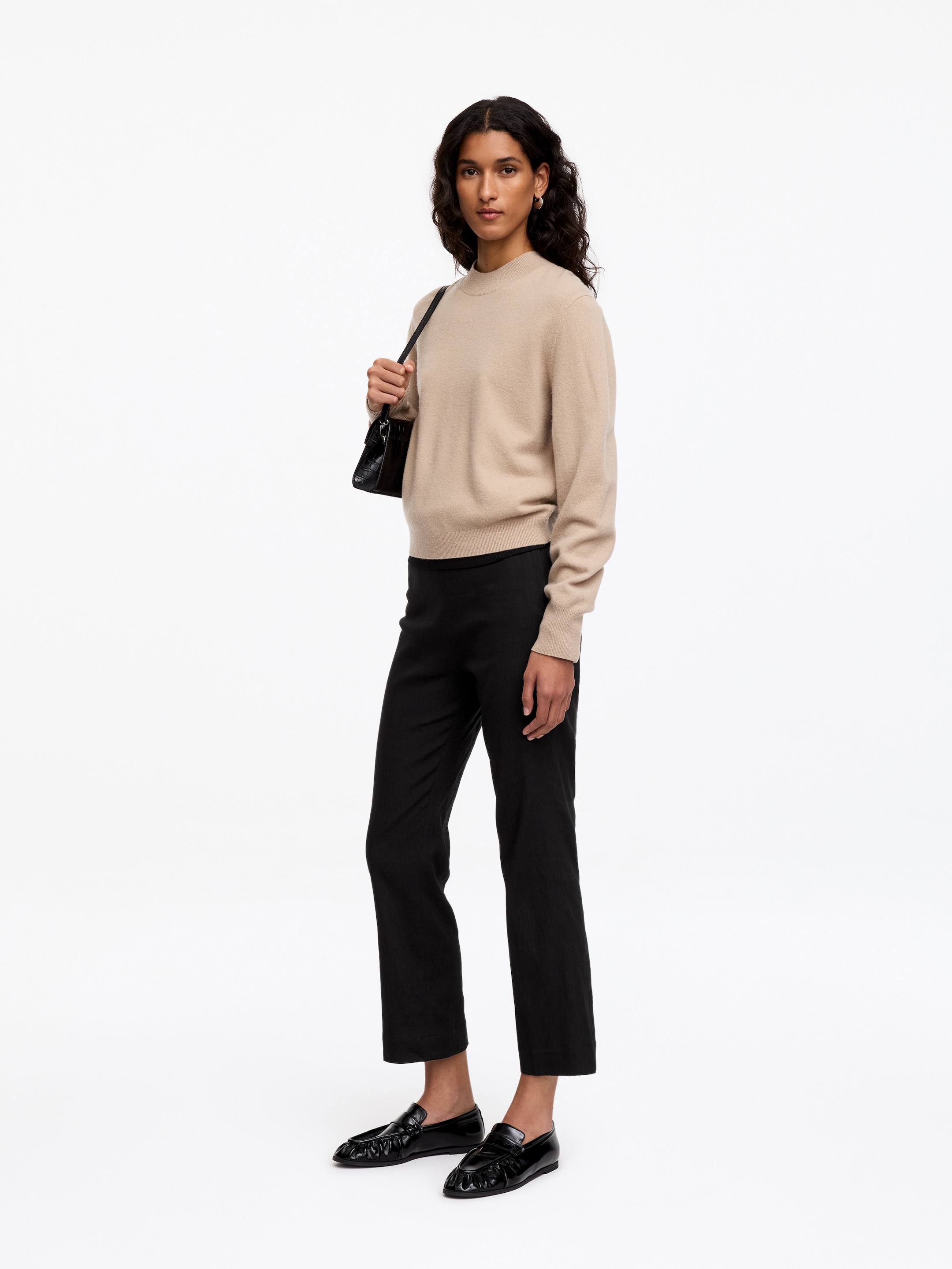 Pantalones acampanados de lino y algodón - Negro - Corte ajustado - women - StillMedia/Lookbook - 1