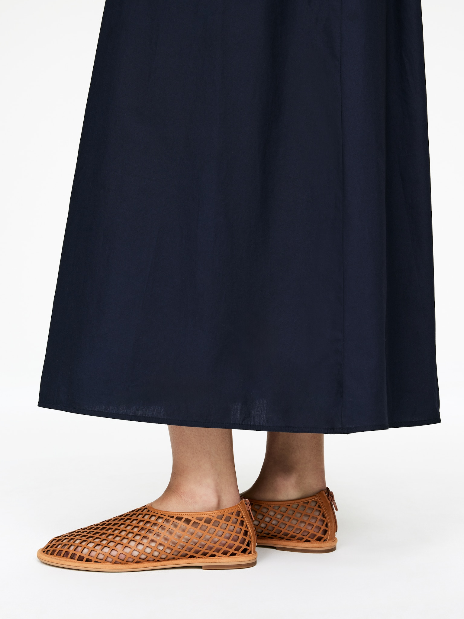Zapatos planos de piel con recortes - Naranja