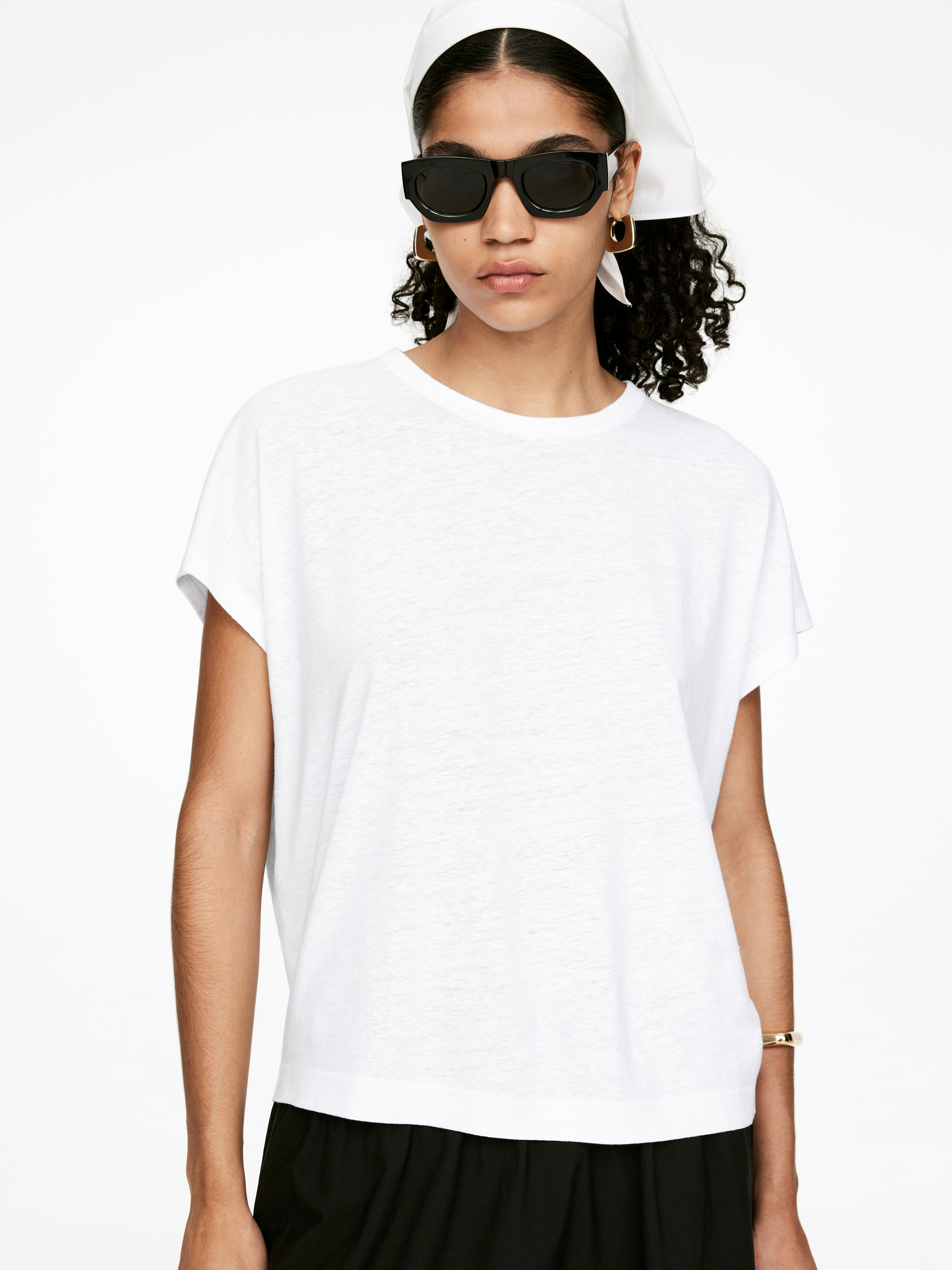 Linen-Blend T-Shirt - White - Slim fit - Women - StillMedia/Lookbook - 4