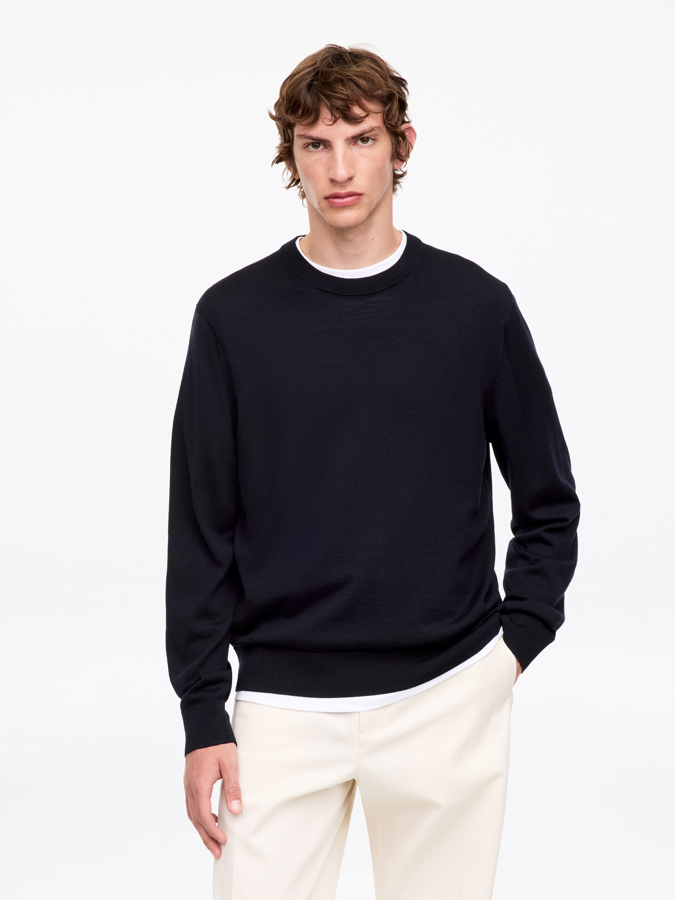 Fine Knit Merino Jumper - Dark Blue - Regular fit - Men - StillMedia/Lookbook - 52