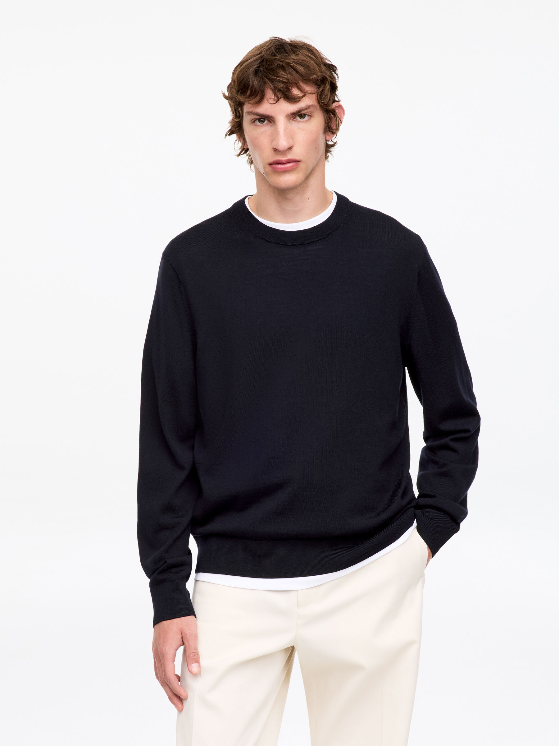 Fine Knit Merino Jumper - Dark Blue - Regular fit - Men - StillMedia/Lookbook - 52