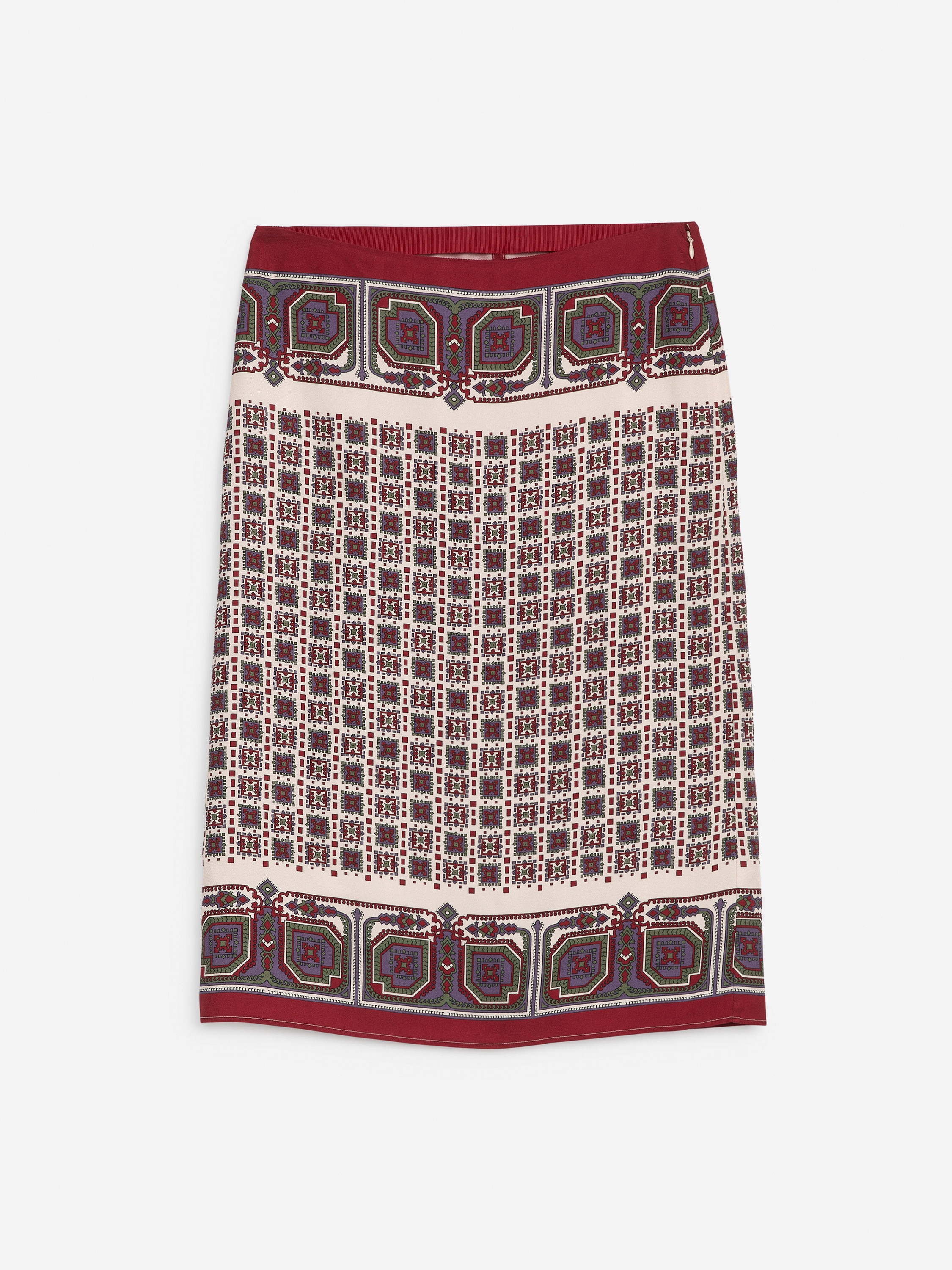Print Pencil Skirt-Multi-13140