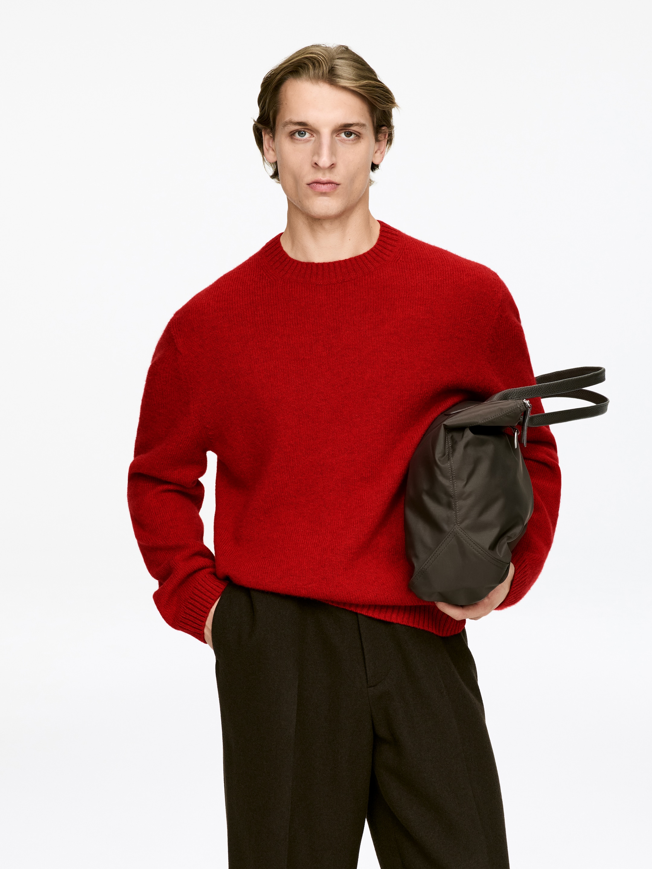 Visa större bild: Ulltröja med rund halsringning - Röd - HERR | H&M FI 1