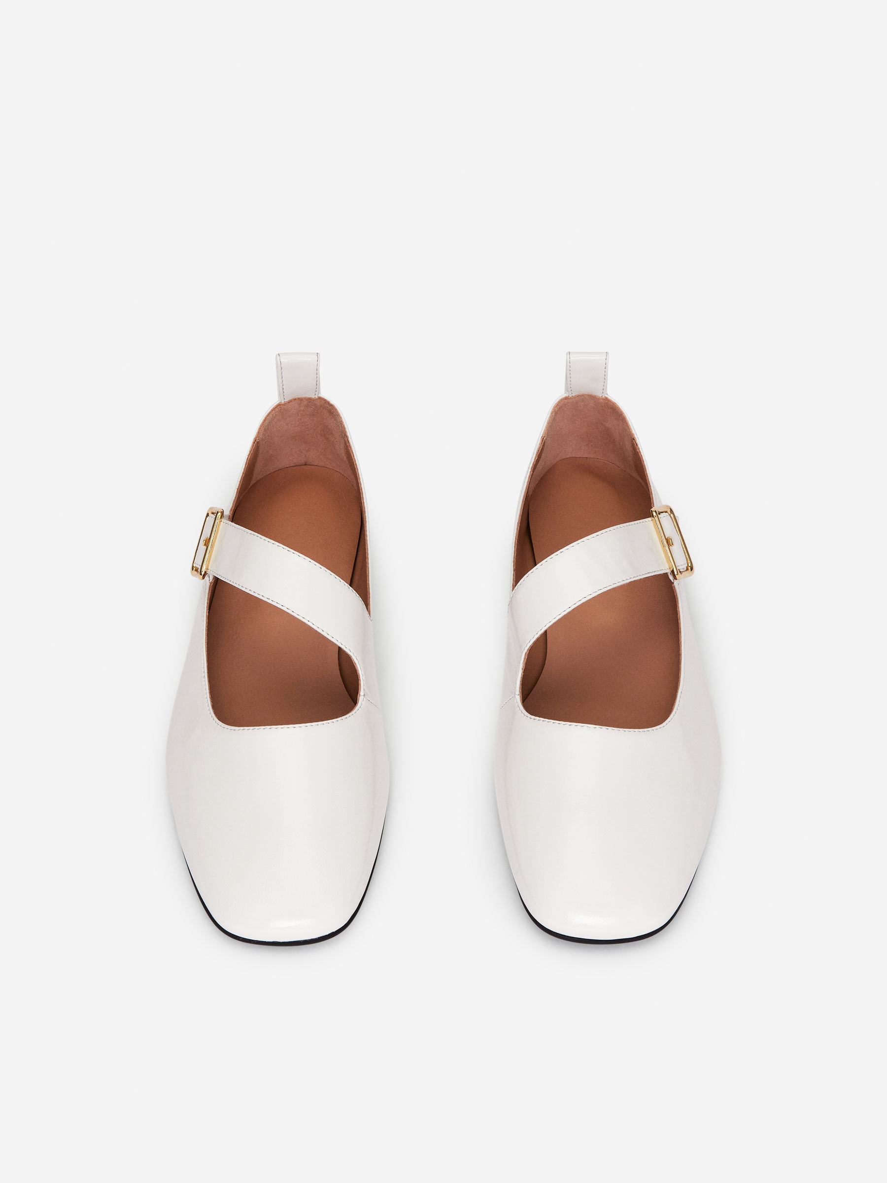 Mary Jane Leather Ballet Flats - White - Women - StillMedia/DescriptiveStillLife - 5