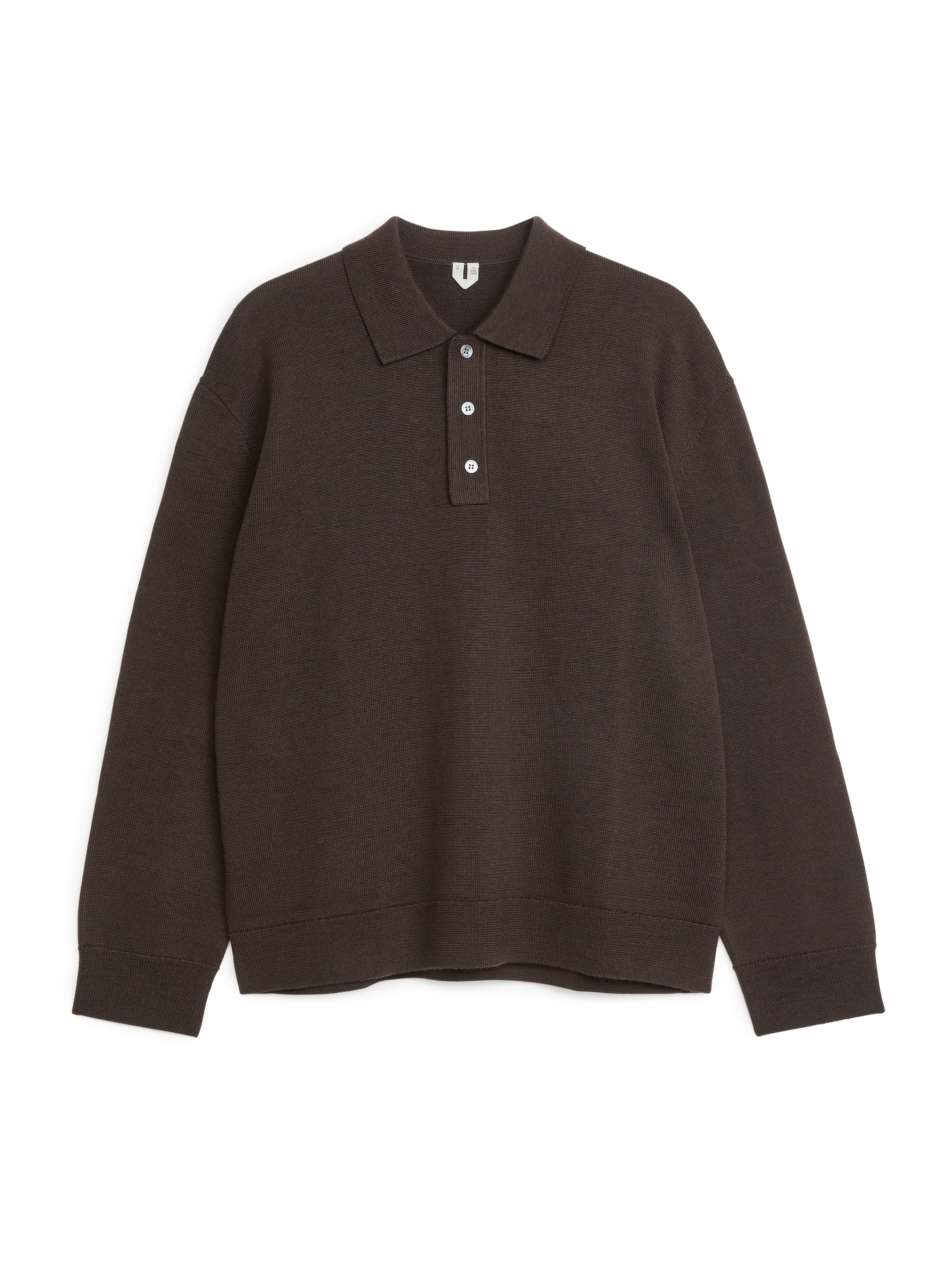 Langärmeliges Merino-Poloshirt - Dunkles Graubraun - Regular Fit - Herren - StillMedia/DescriptiveStillLife - 1