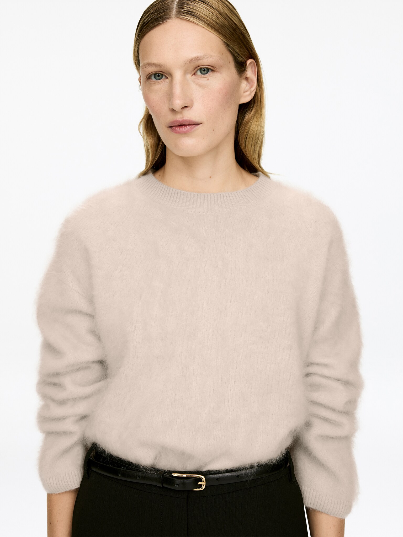 Pull en pur cachemire brossé​ - Rose poudré/Noir - 4