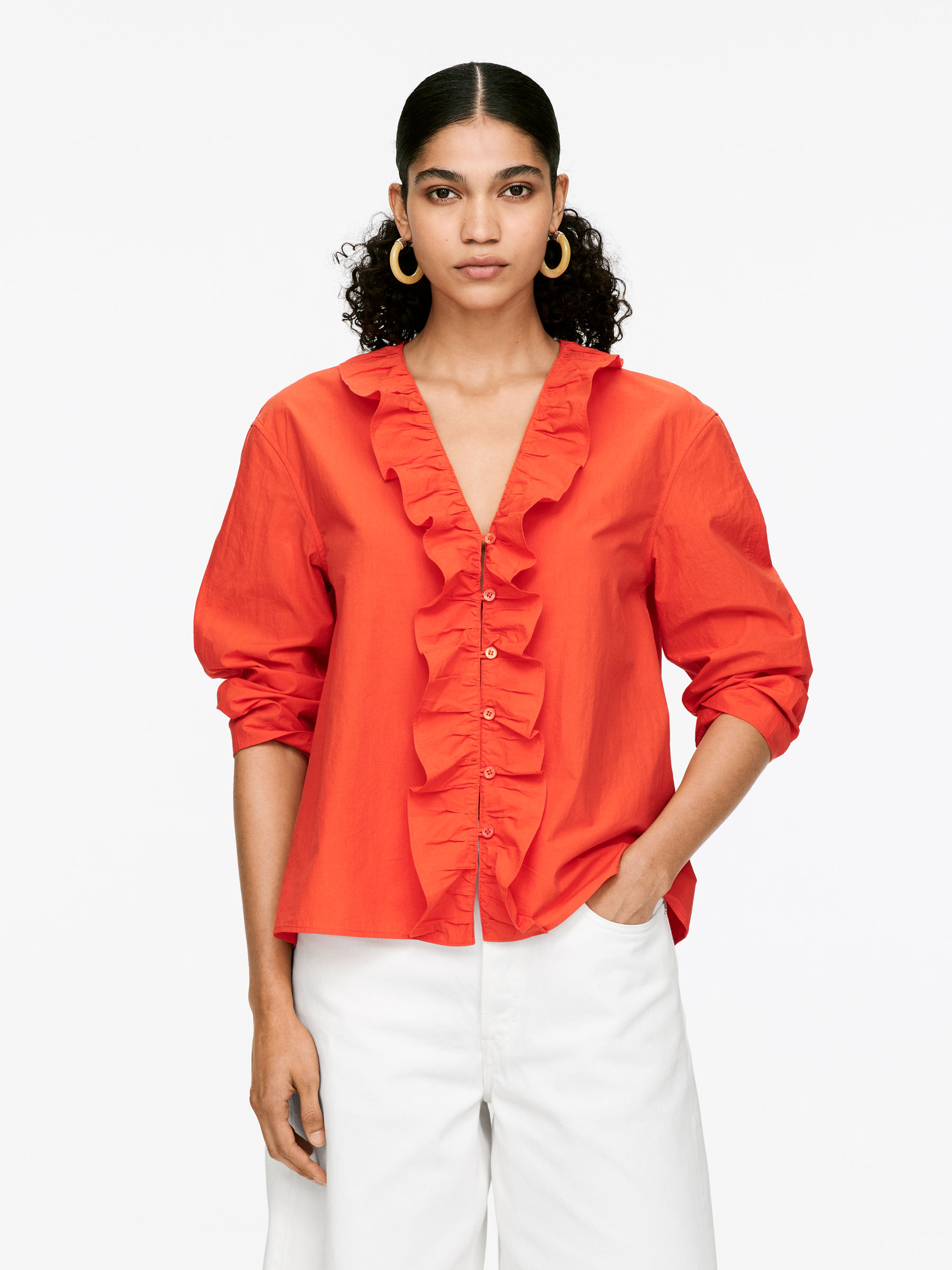 Chemisier à volants-#C44A34-16202