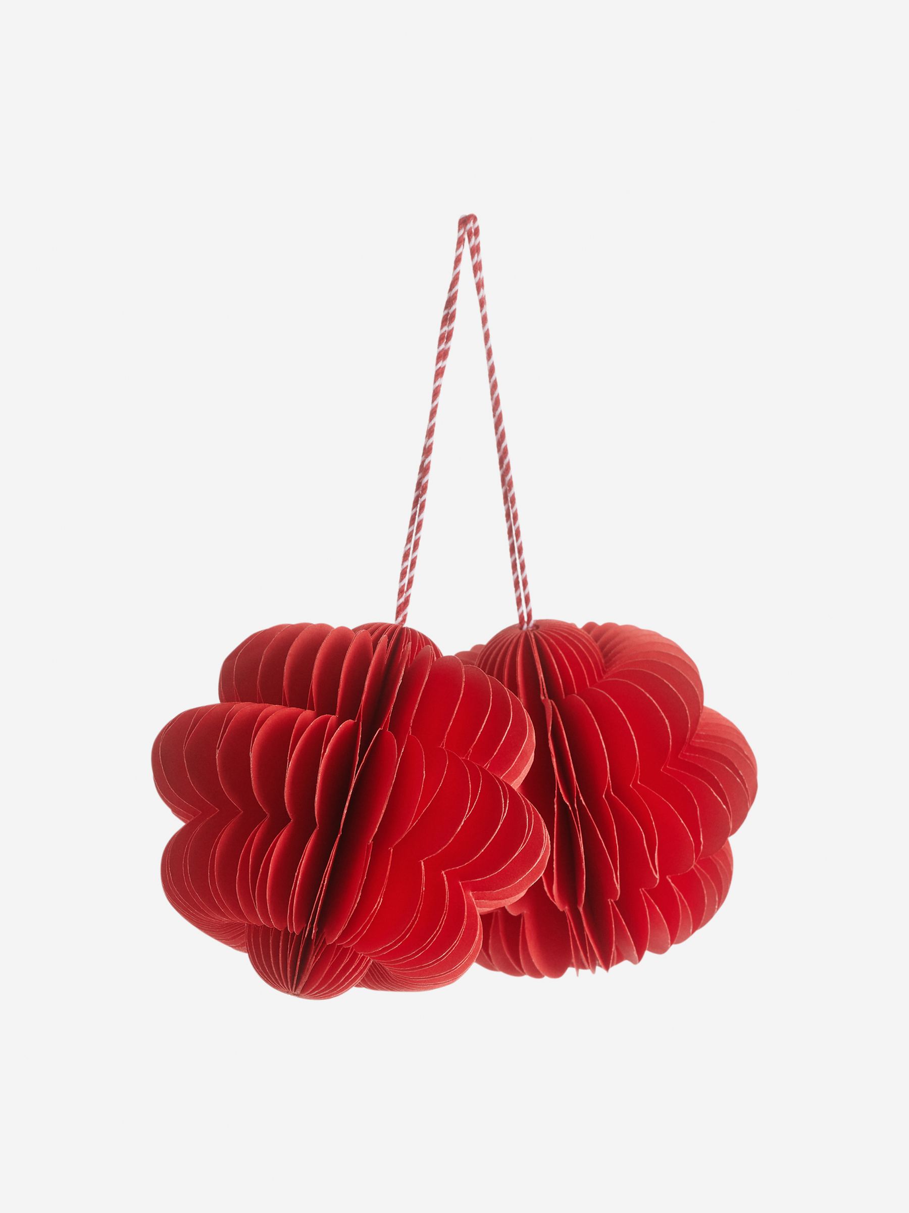 Honeycomb Ornaments Set of 2 - Red - Homeware - StillMedia/DescriptiveStillLife - 1