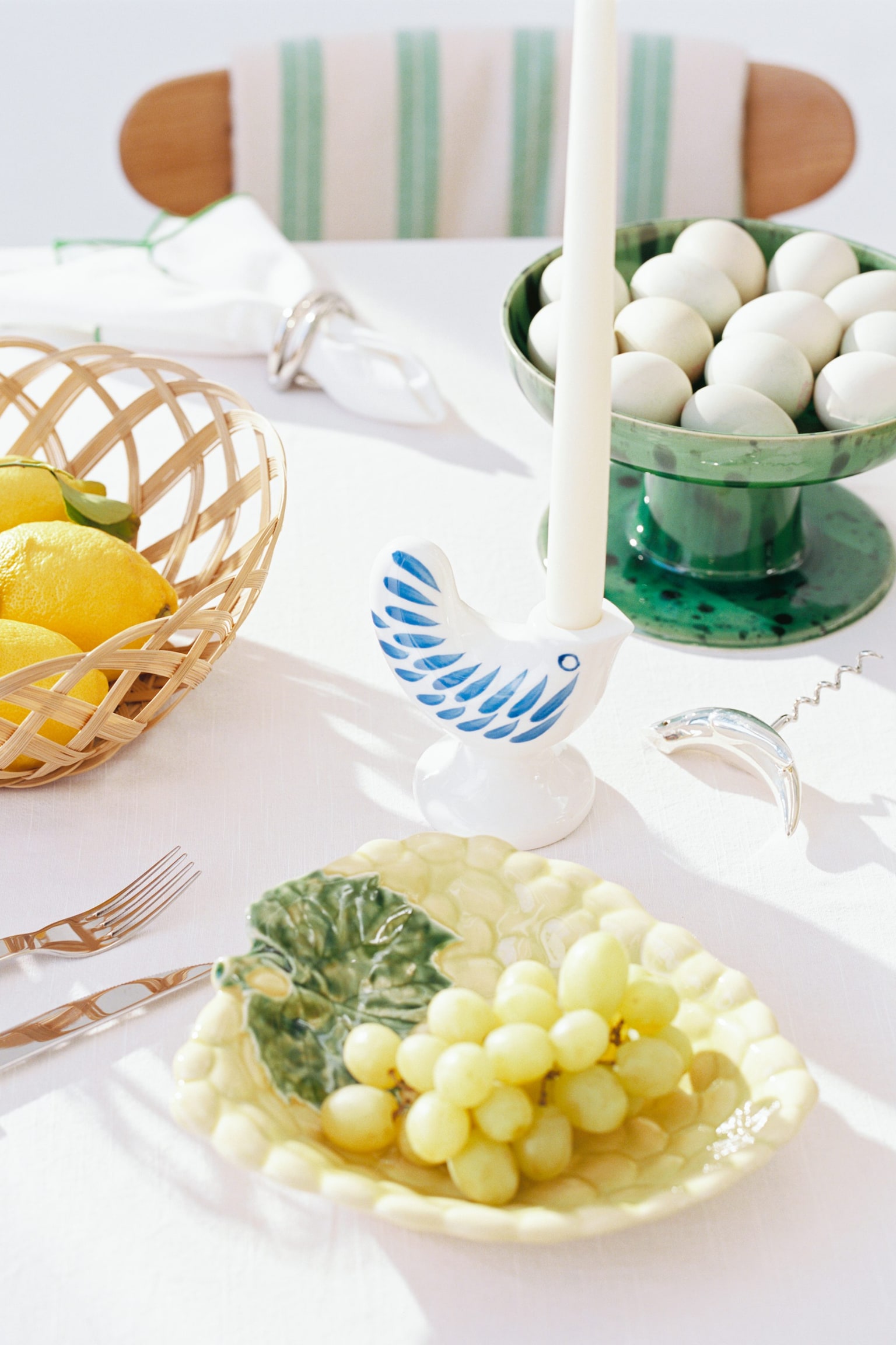 Baumwollservietten, 2er-Set - Weiß/Grün - 2