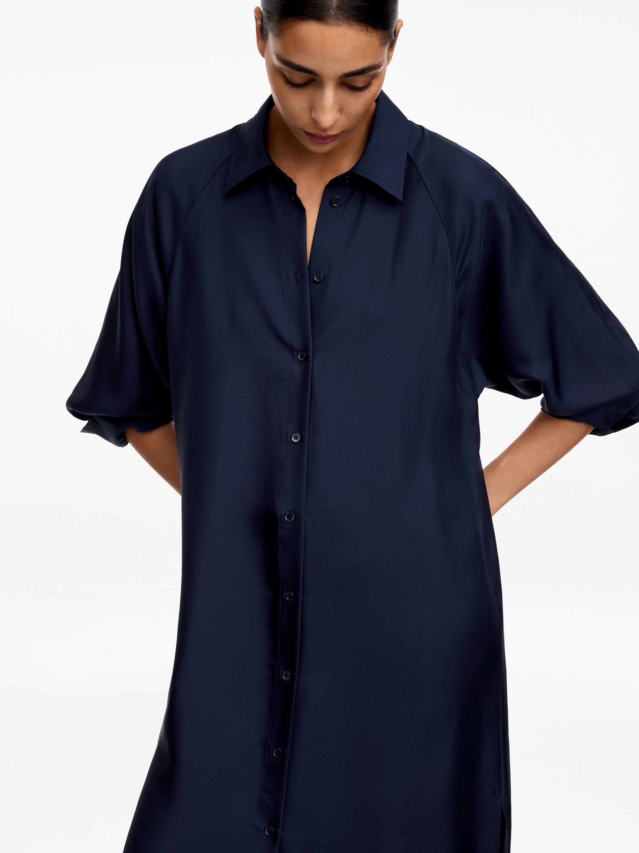 Hemdkleid aus Seidentwill - Blau - Regular Fit - Damen - StillMedia/Lookbook - 3