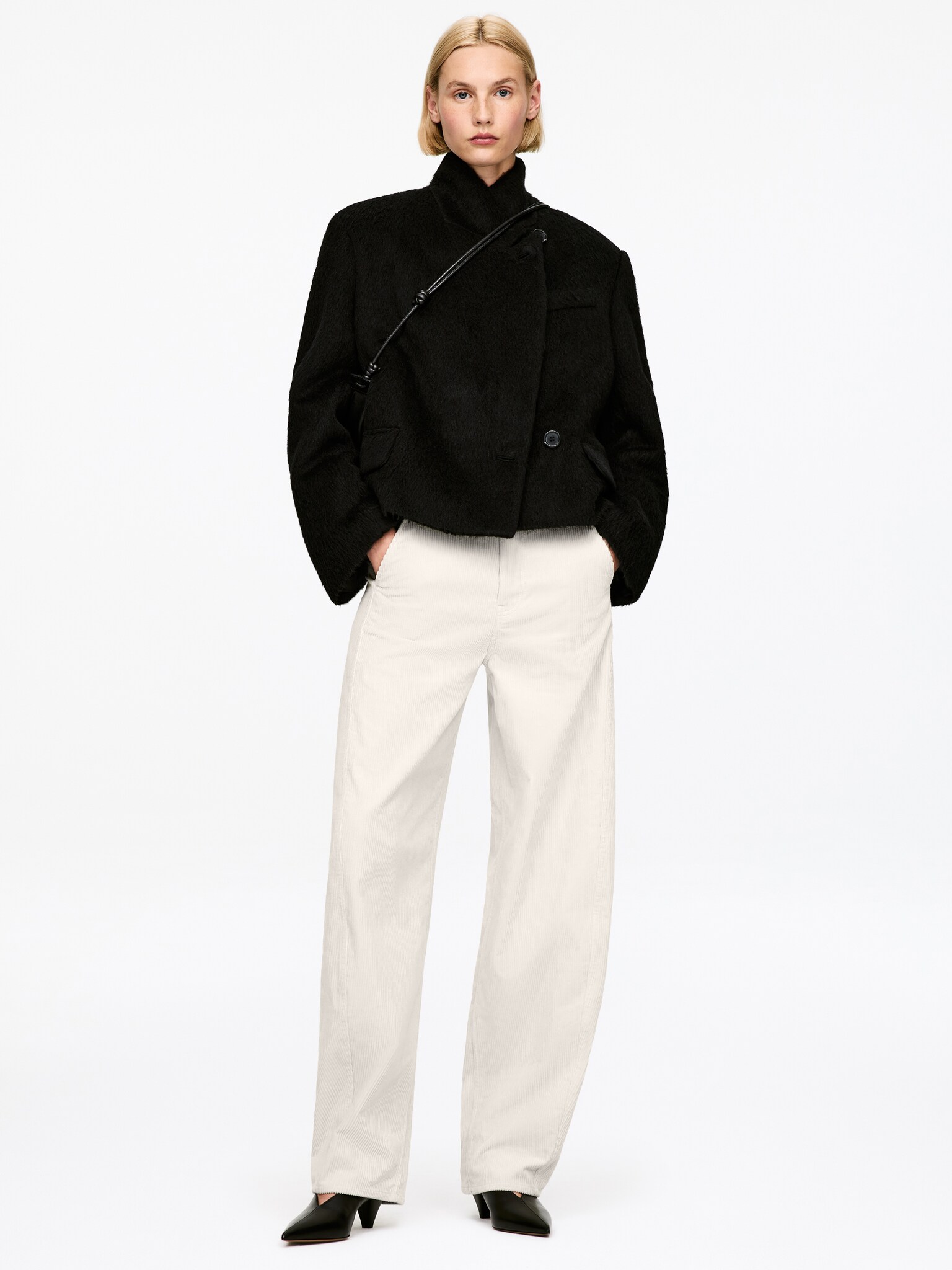 Barrel-Leg Corduroy Trousers - Light Beige/Dark Brown - 3