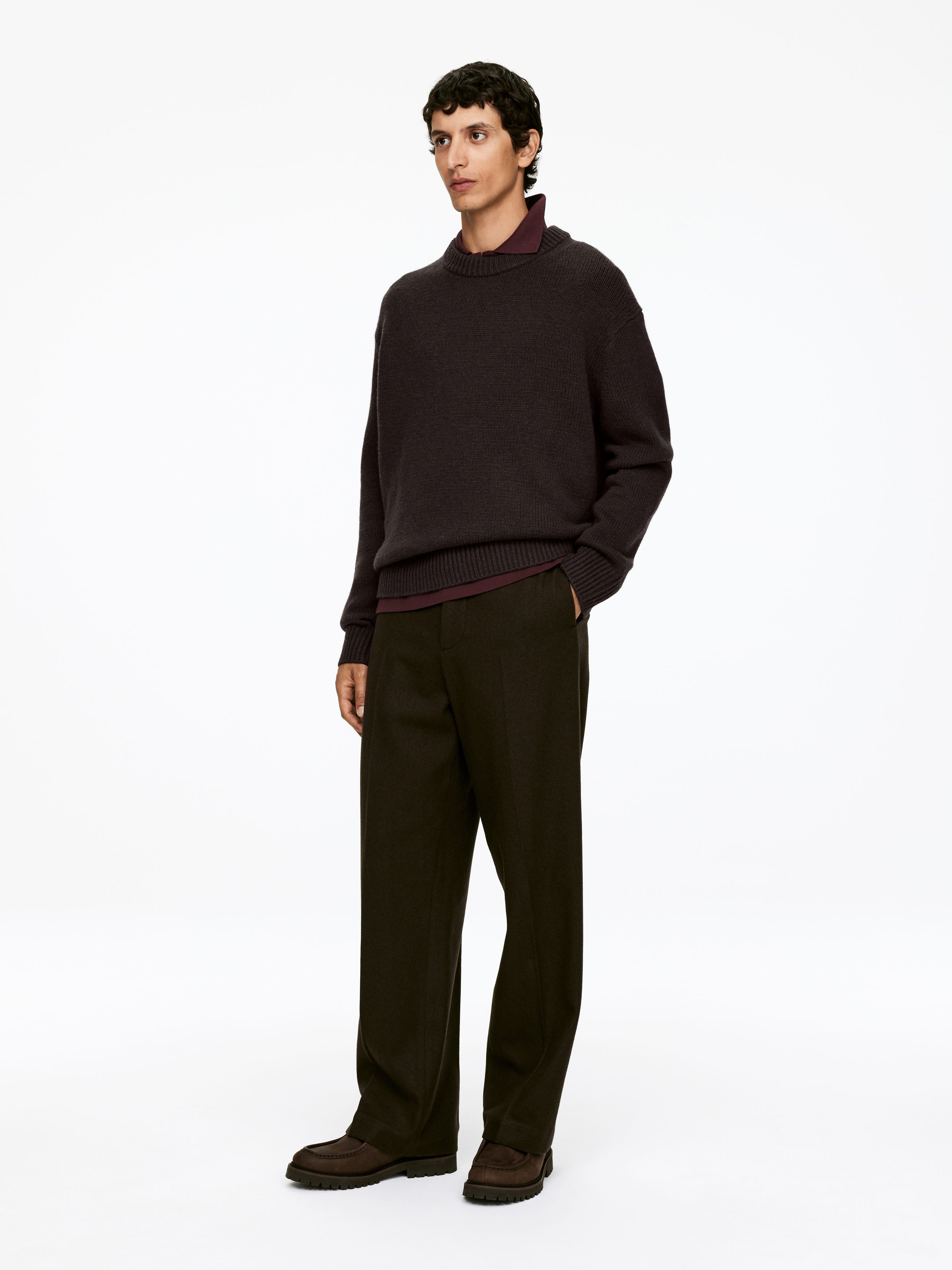 Heavy Knit Wool Jumper - Dark Brown - Relaxed fit - Men - StillMedia/Lookbook - 6