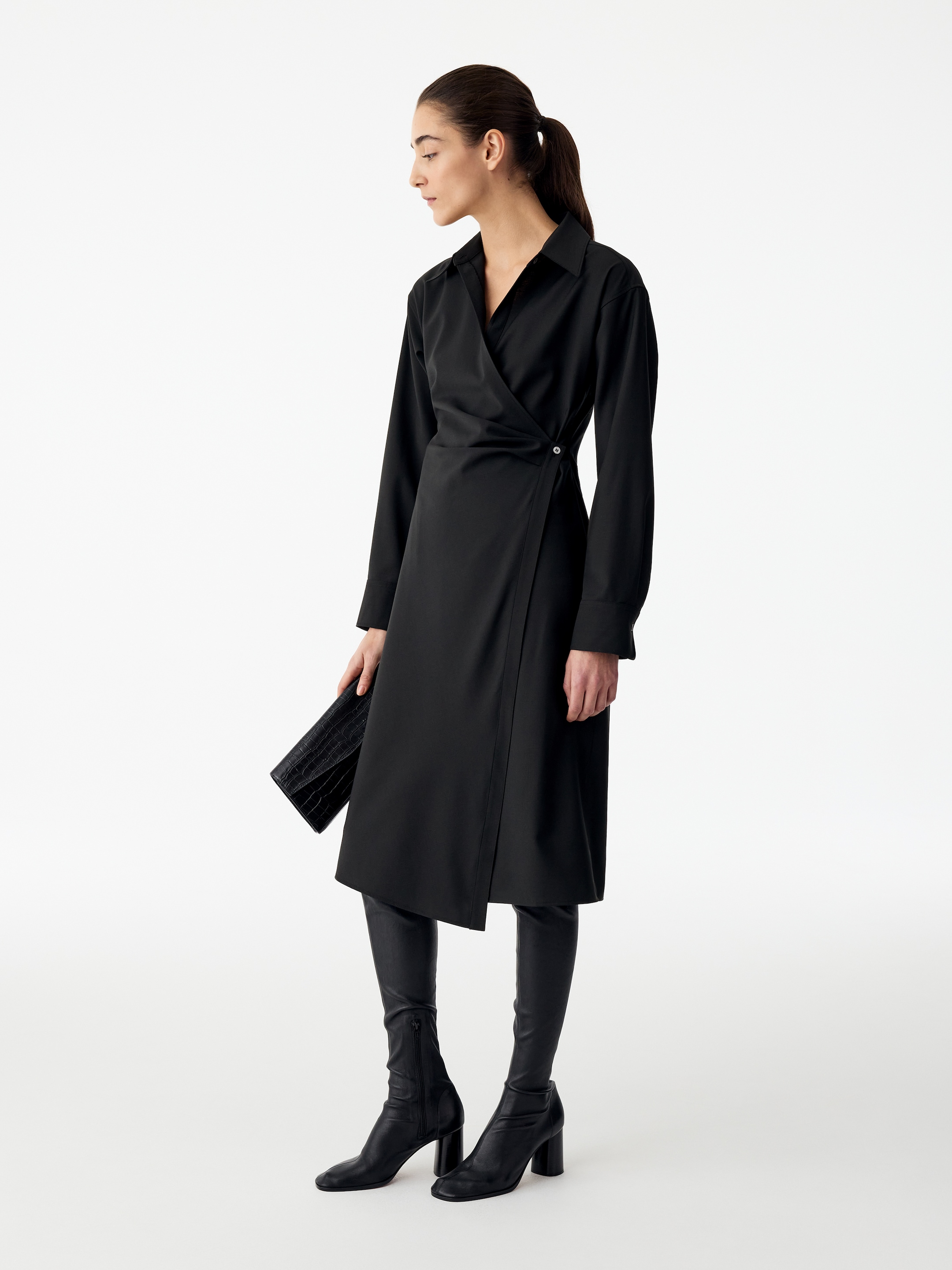 Vestido camisero cruzado - Negro - Corte estándar - women - StillMedia/Lookbook - 9