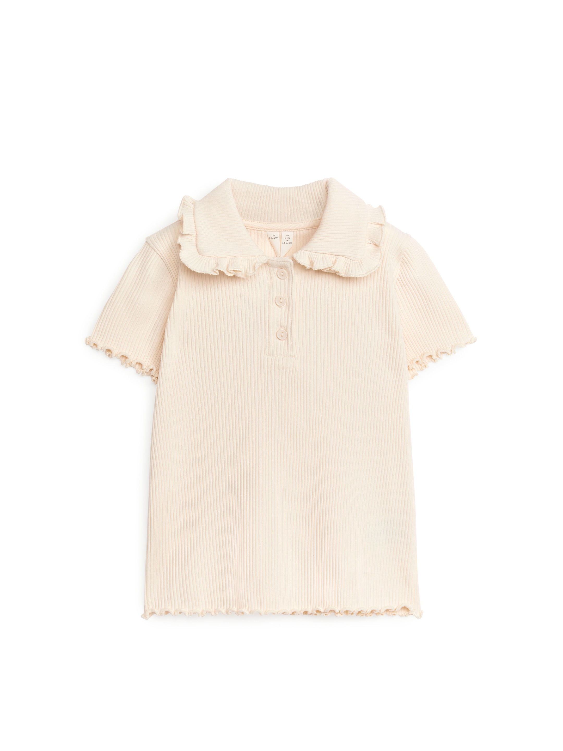 Ribbad trikåtopp med volangkrage - Beige - Slim fit - Children - StillMedia/DescriptiveStillLife - 1