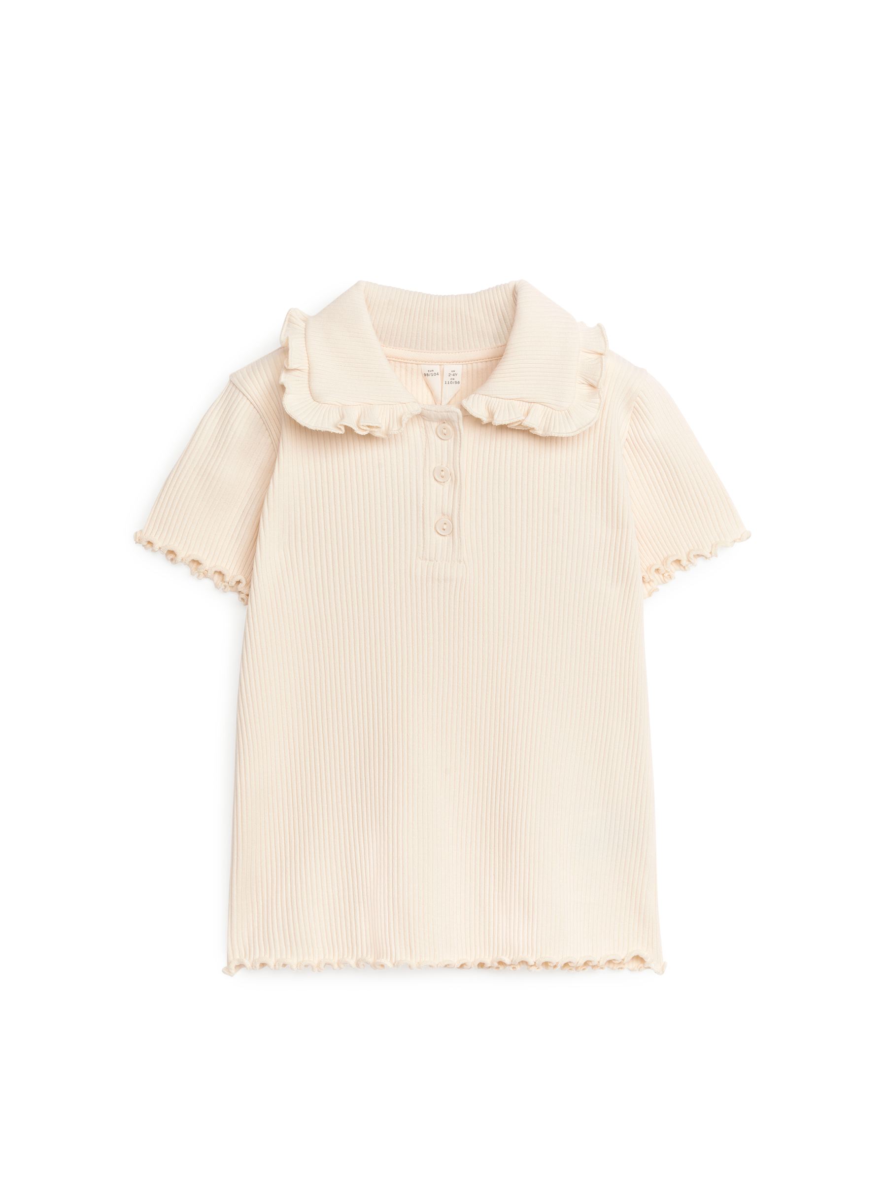 Oberteil mit Rüschenkragen aus geripptem Jersey - Beige - Slim Fit - Kinder - StillMedia/DescriptiveStillLife - 1