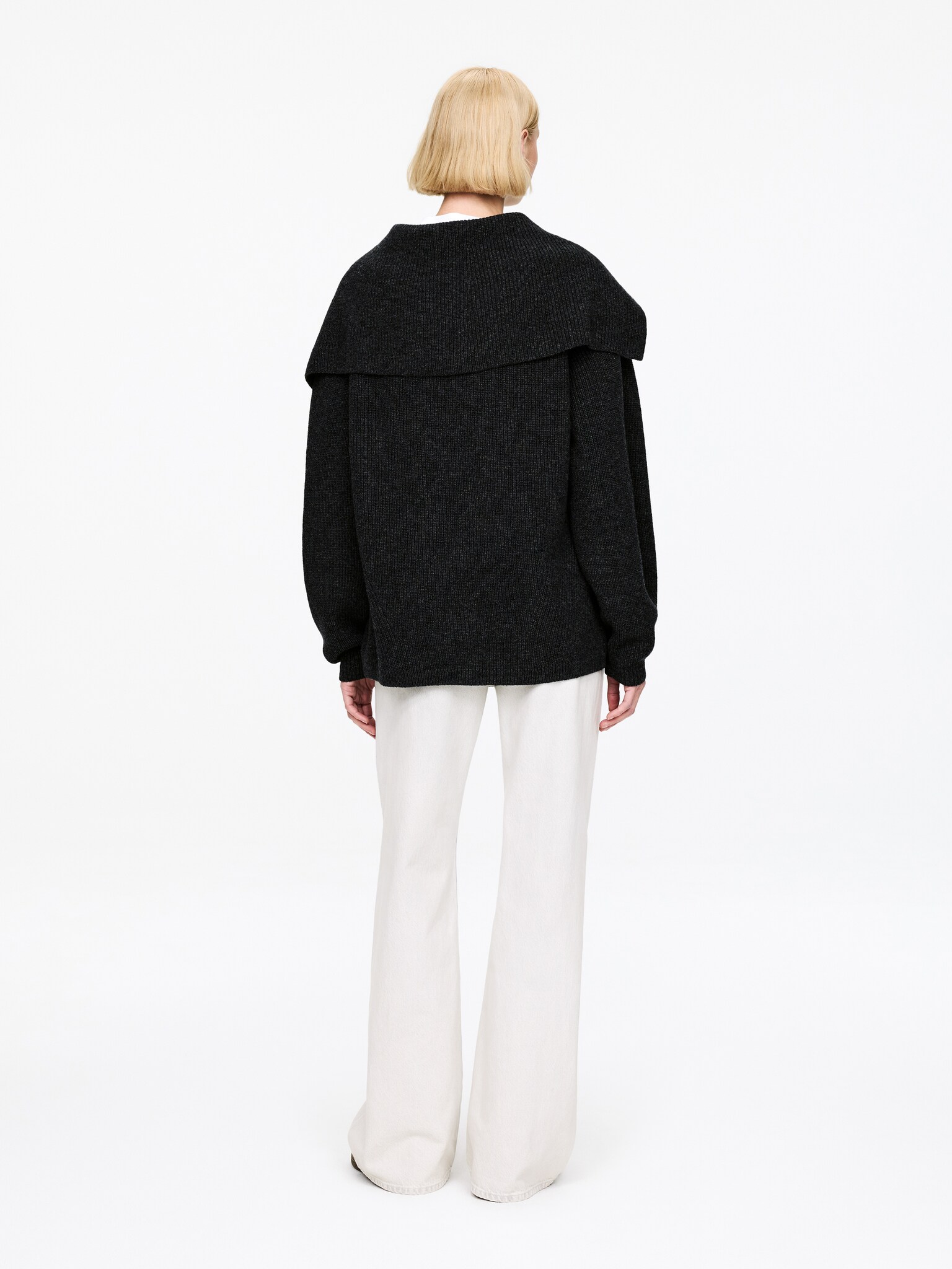 Foldover Collar Jumper - Grey - 5