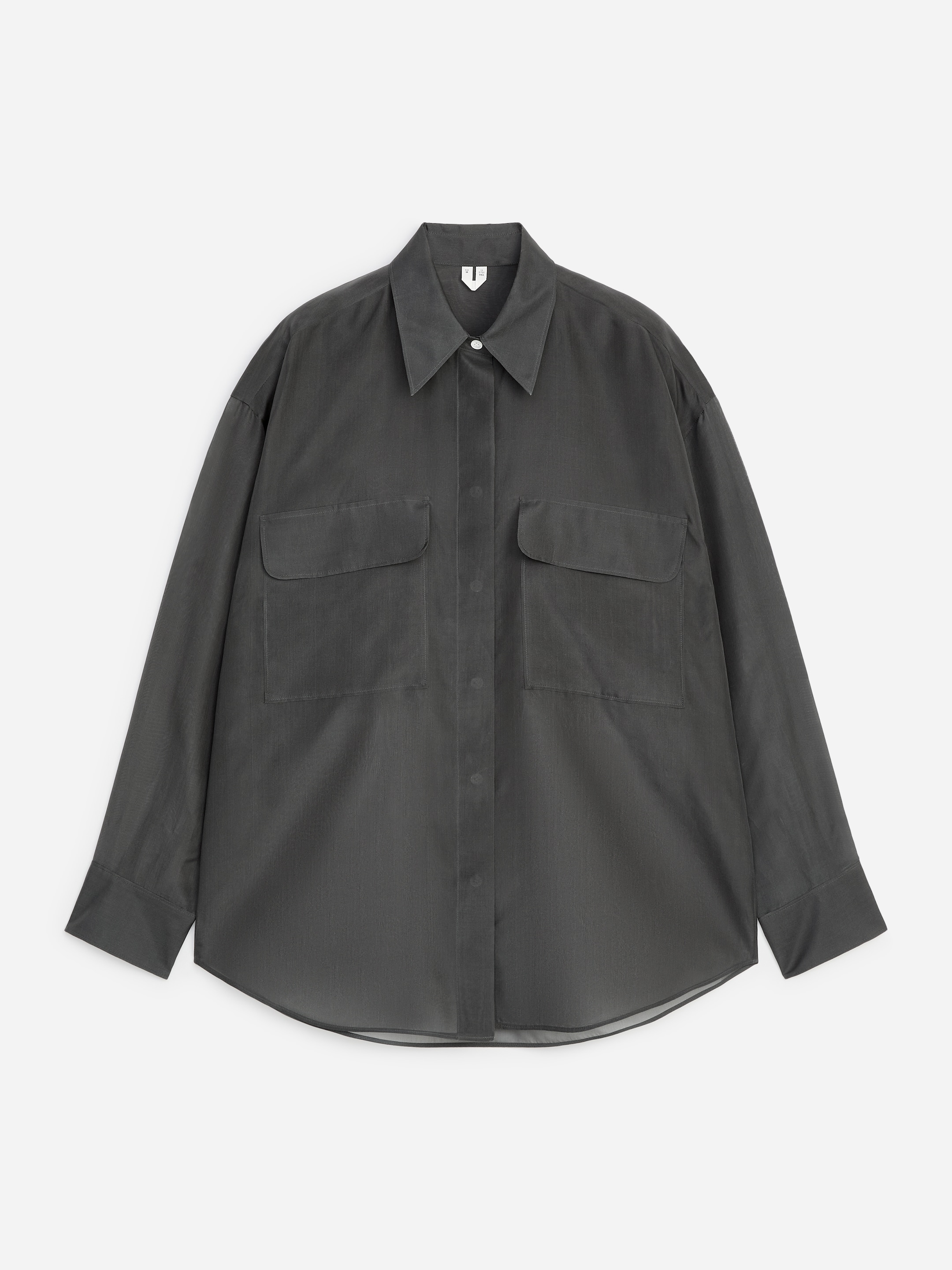 Silk Organza Shirt-#393C3D-19851
