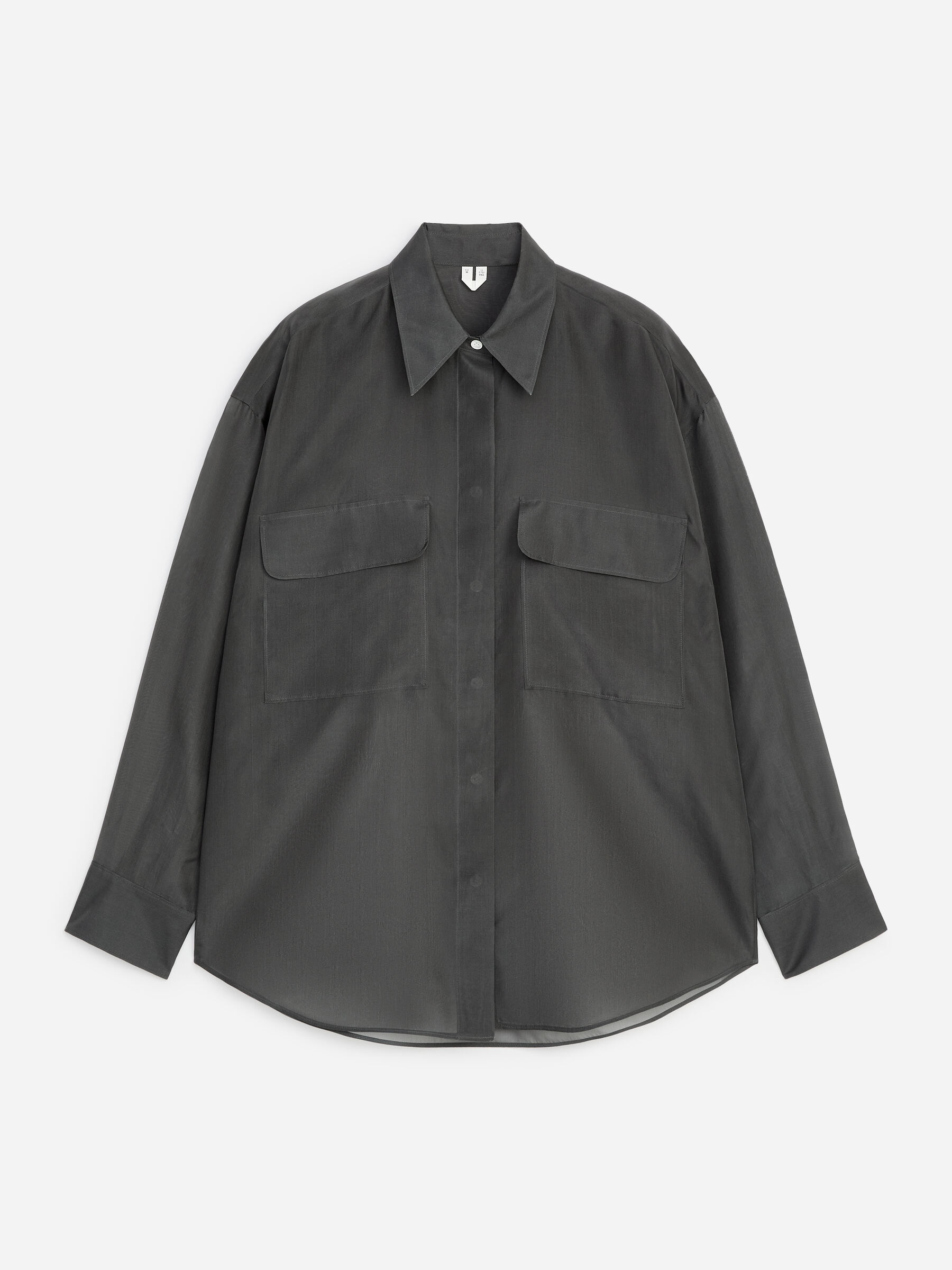 Silk Organza Shirt-#393C3D-19851