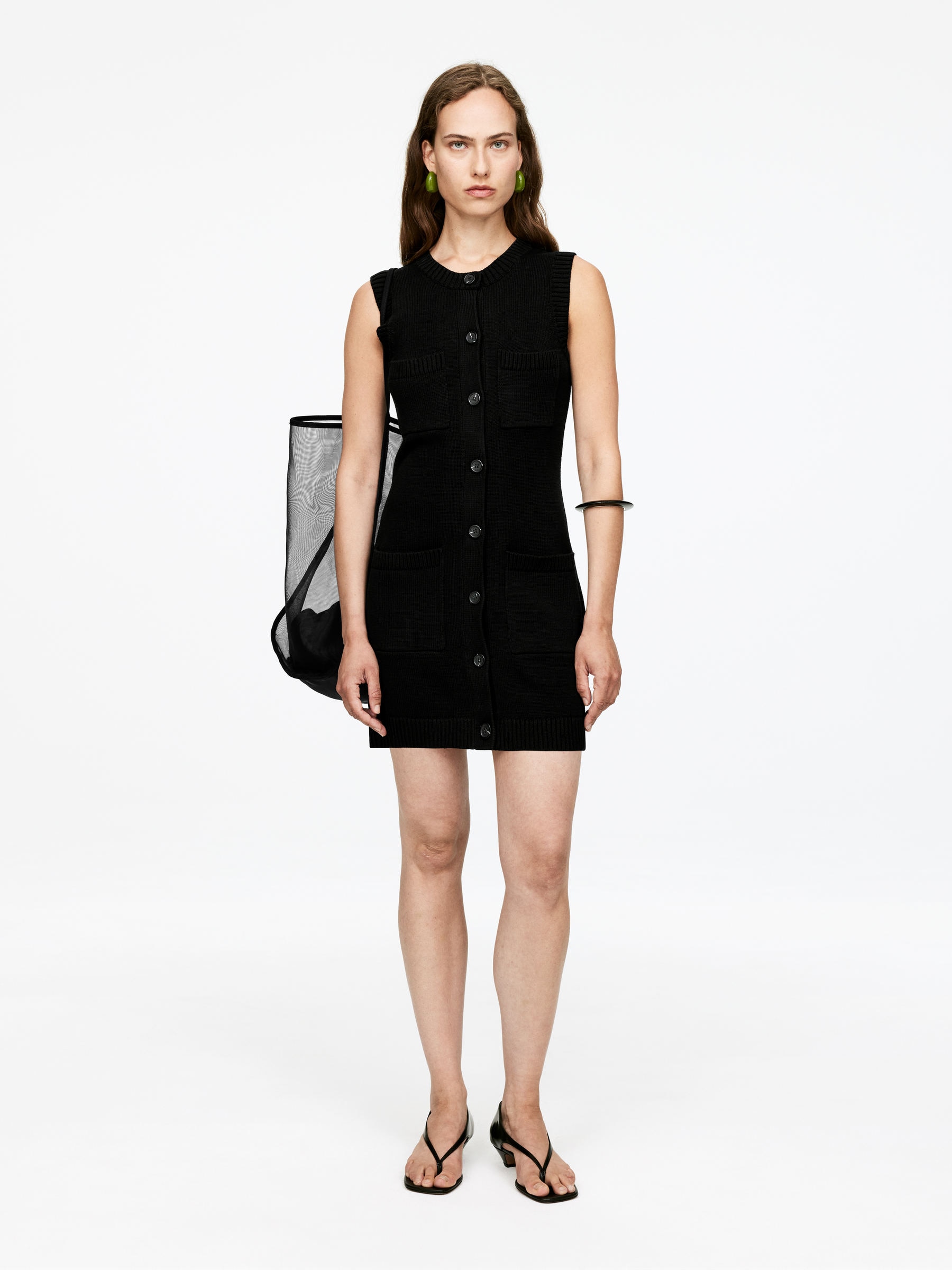 Sleeveless Knitted Dress-#272627-15824