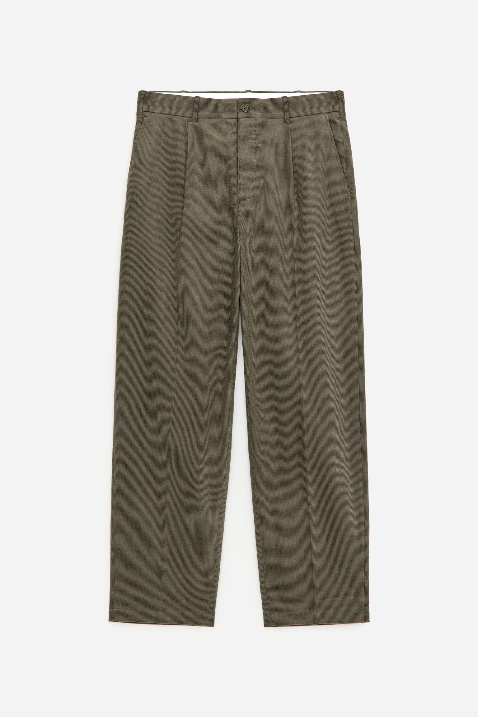 Pantalon décontracté en velours côtelé - Vert/Noir - 2