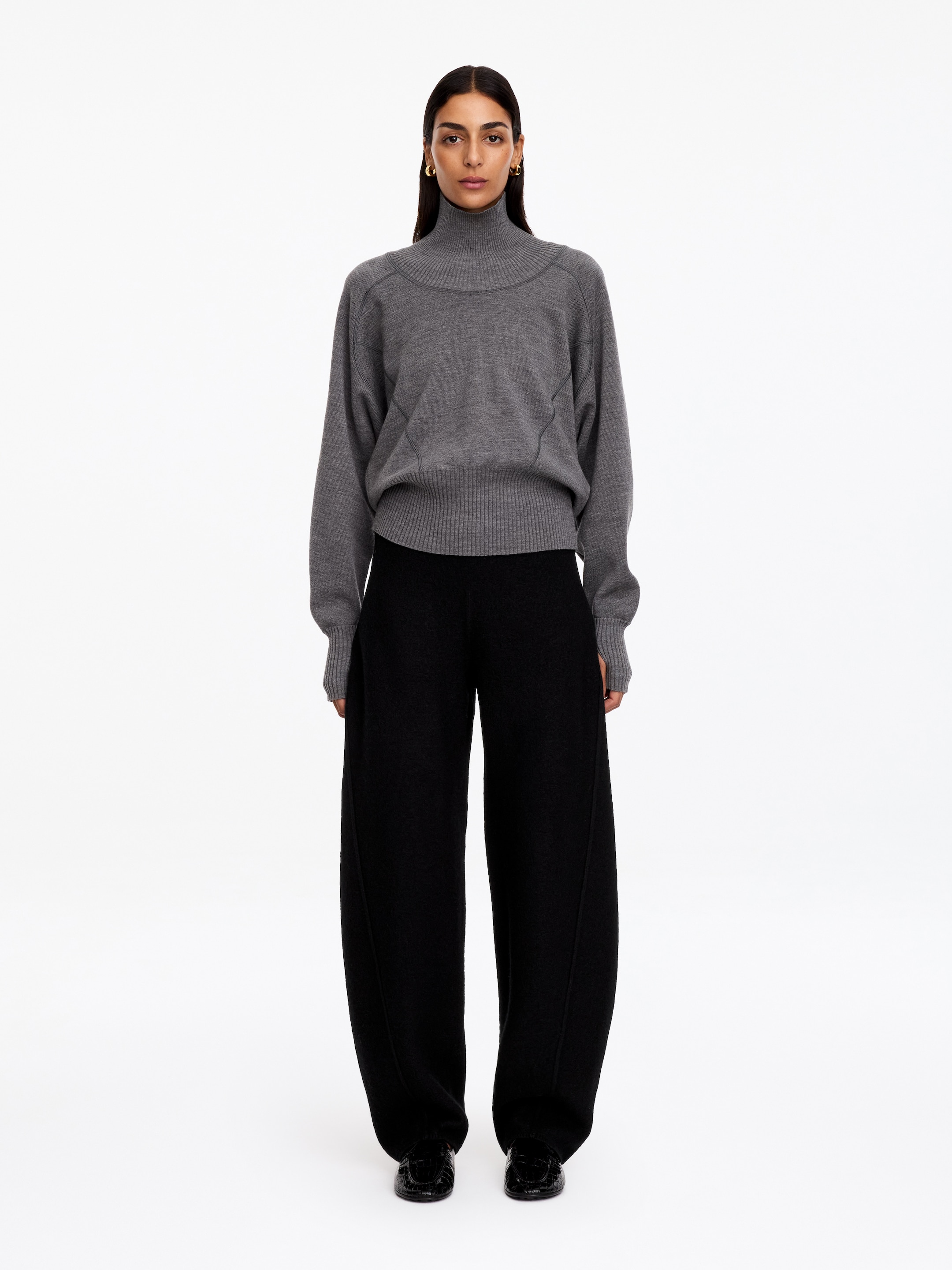 Pantalones en lana hervida - Negro - Corte holgado - women - StillMedia/Lookbook - 5