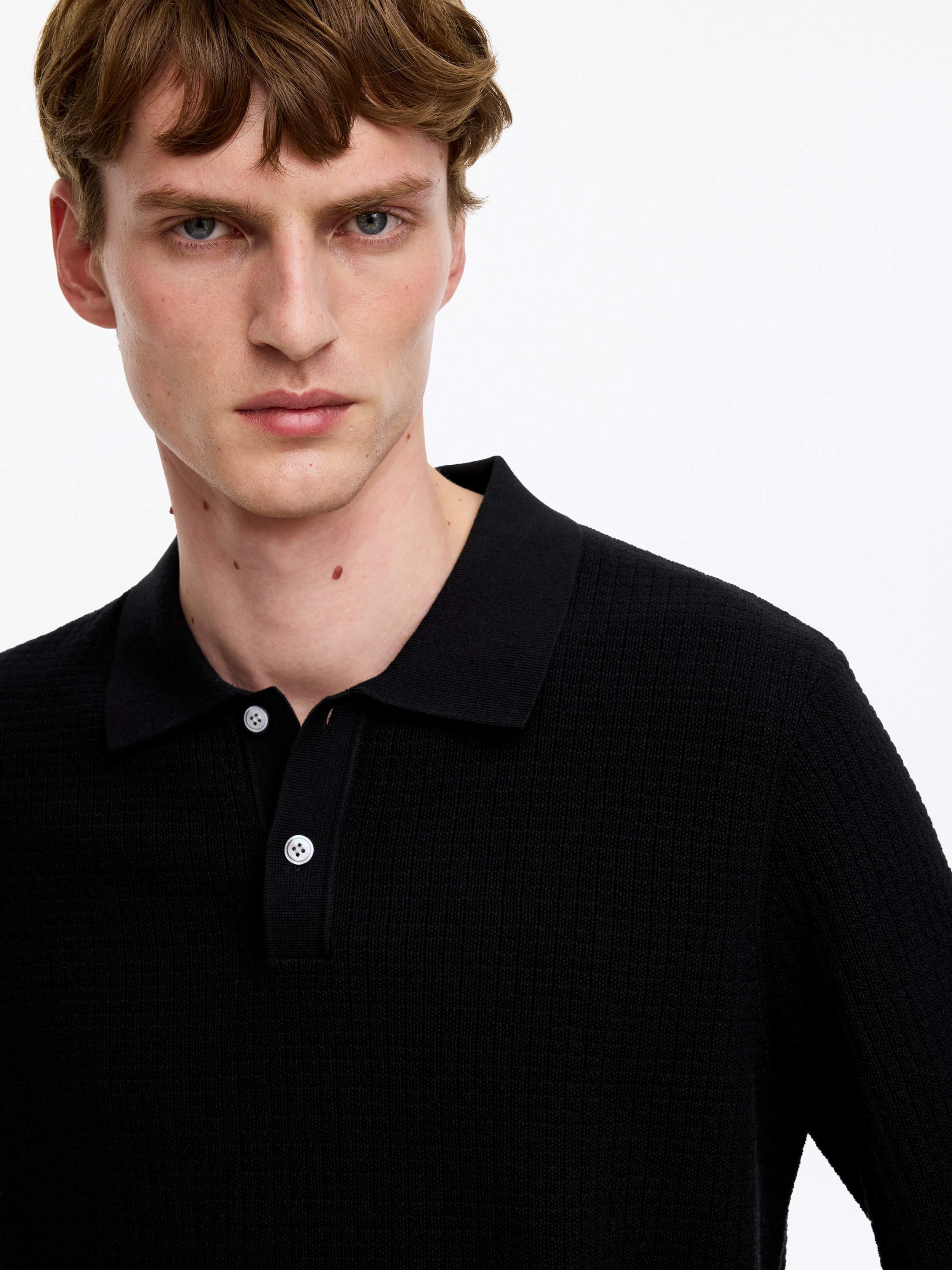 Knitted Cotton Polo Shirt - Black - Regular fit - Men - StillMedia/Lookbook - 5