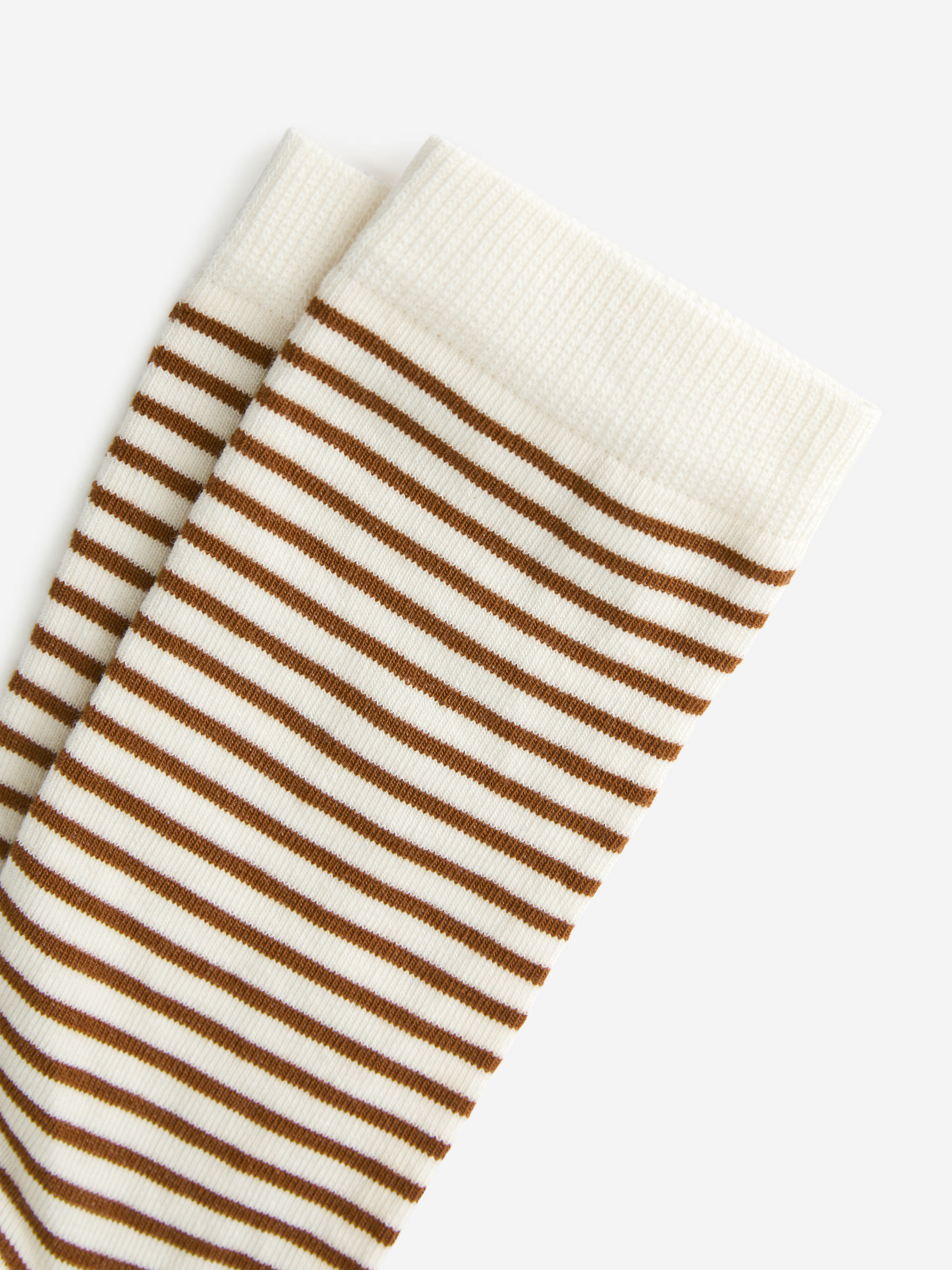 Gestreifte Baumwollsocken - Braun/Cremeweiß - Damen - StillMedia/DescriptiveDetail - 1