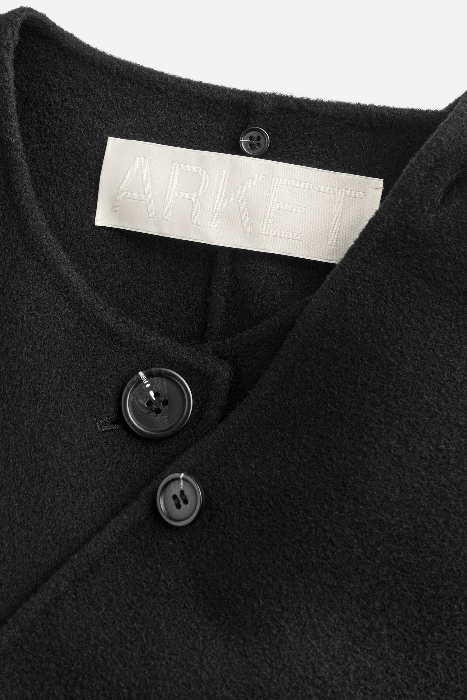 Płaszcz z podwójnej tkaniny z domieszką wełny - Czarny - 6