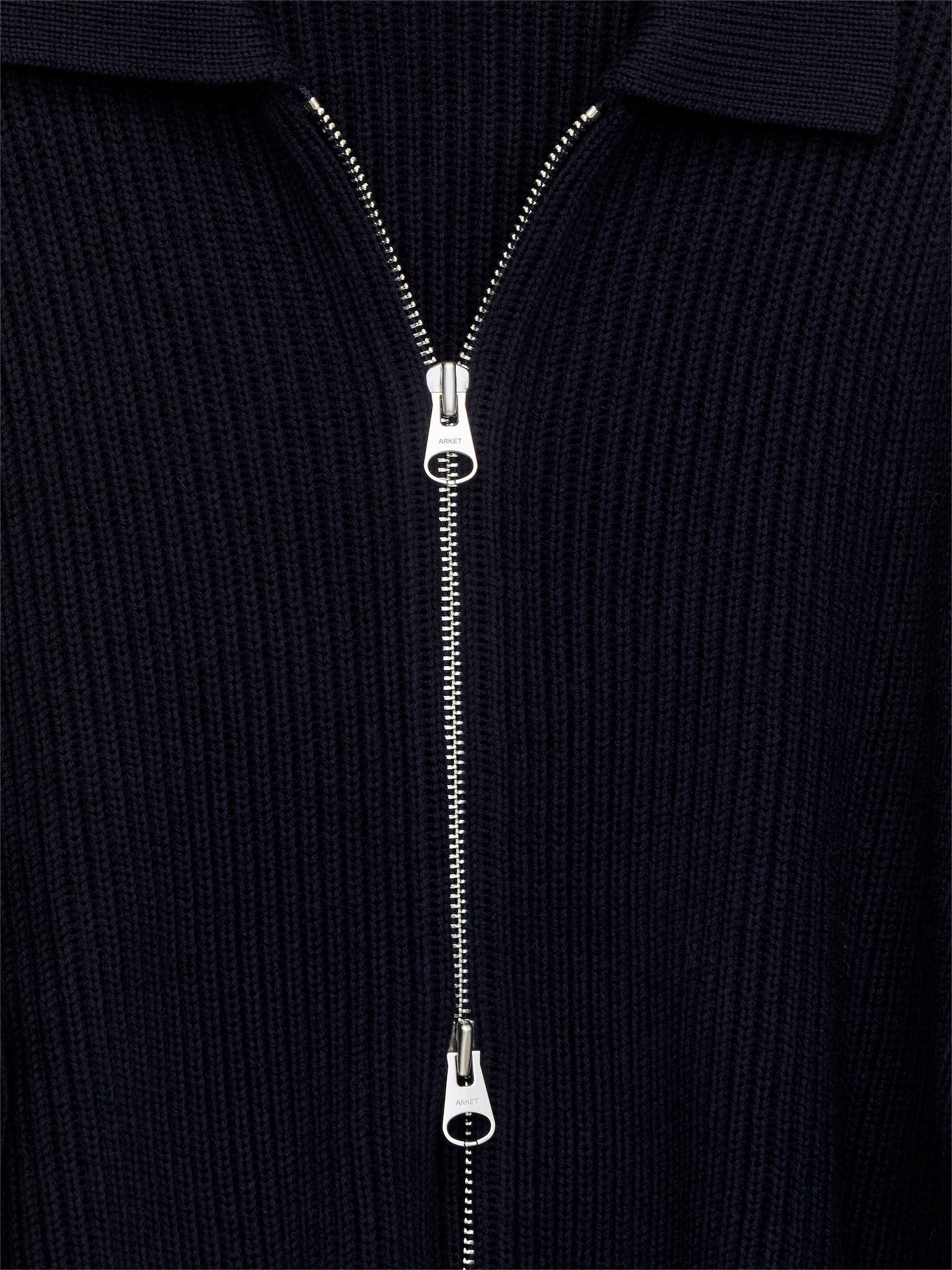 Cardigan zippé en laine et coton - Bleu foncé - 6