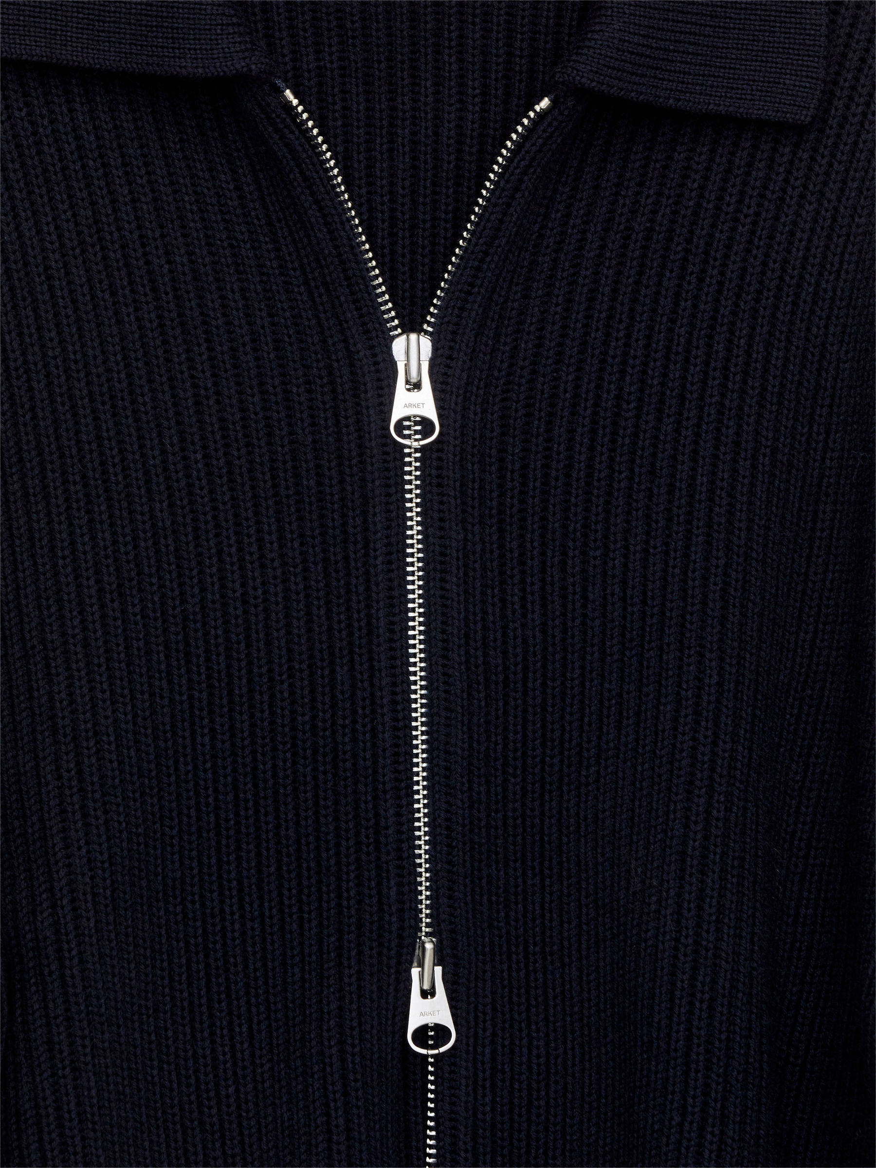 Wool Cotton Zip Cardigan - Dark Blue - Loose fit - Men - StillMedia/DescriptiveDetail - 1