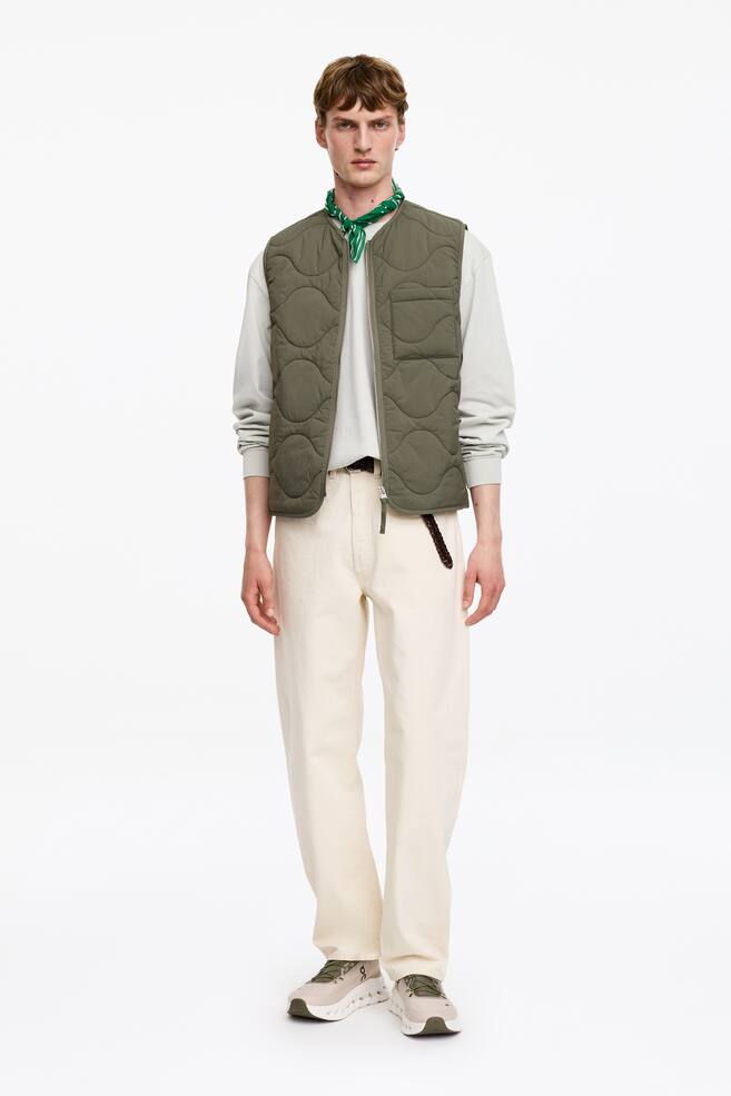Quilted Liner Vest - Khaki Green/Black/Dark Blue - 1
