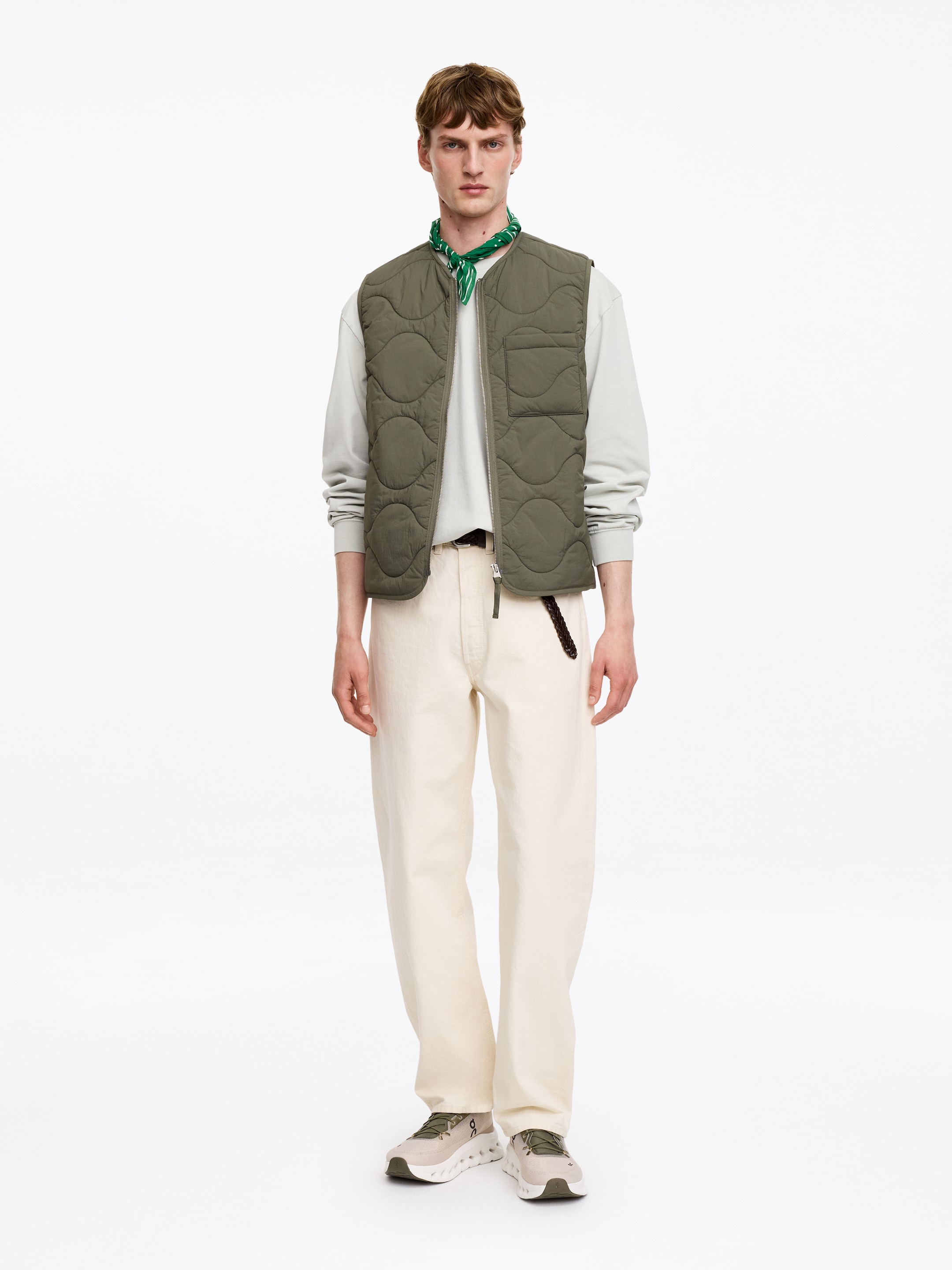 2-in-1 Quilted Liner Vest-Green-19519