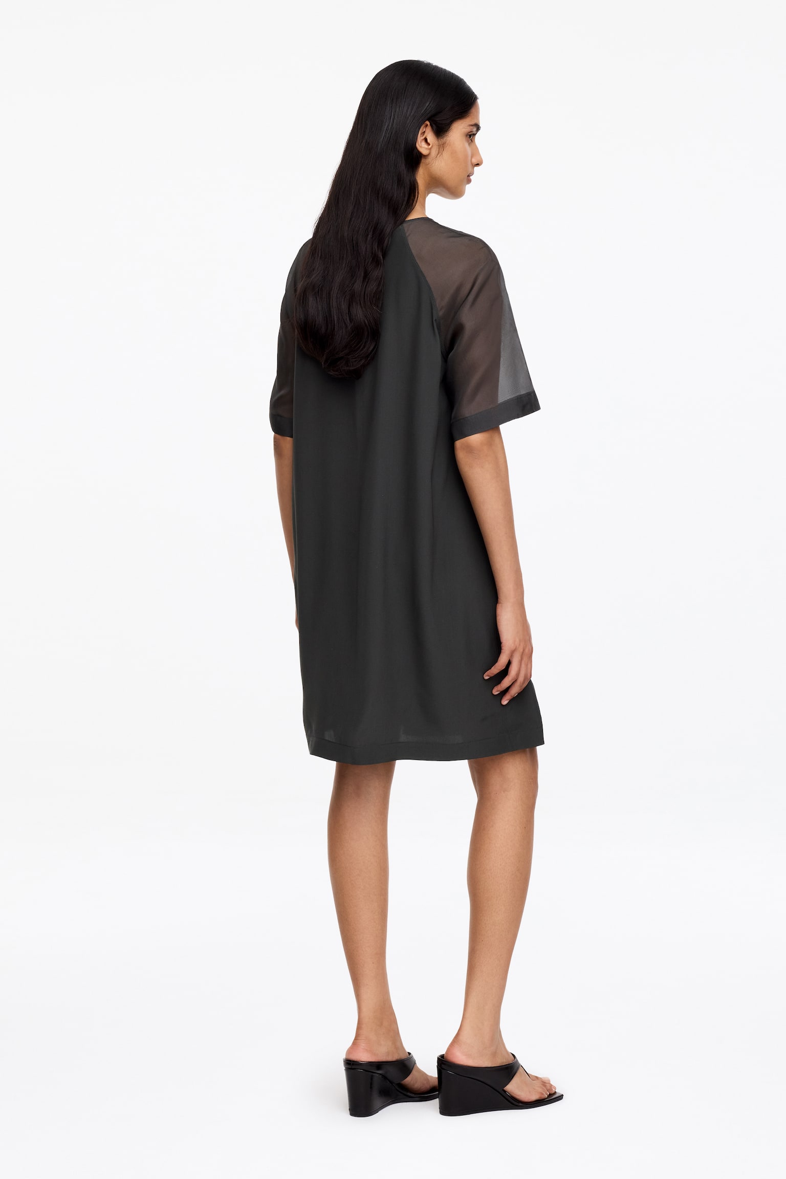 T-Shirt-Kleid aus Seide-Dunkelgrau - 3