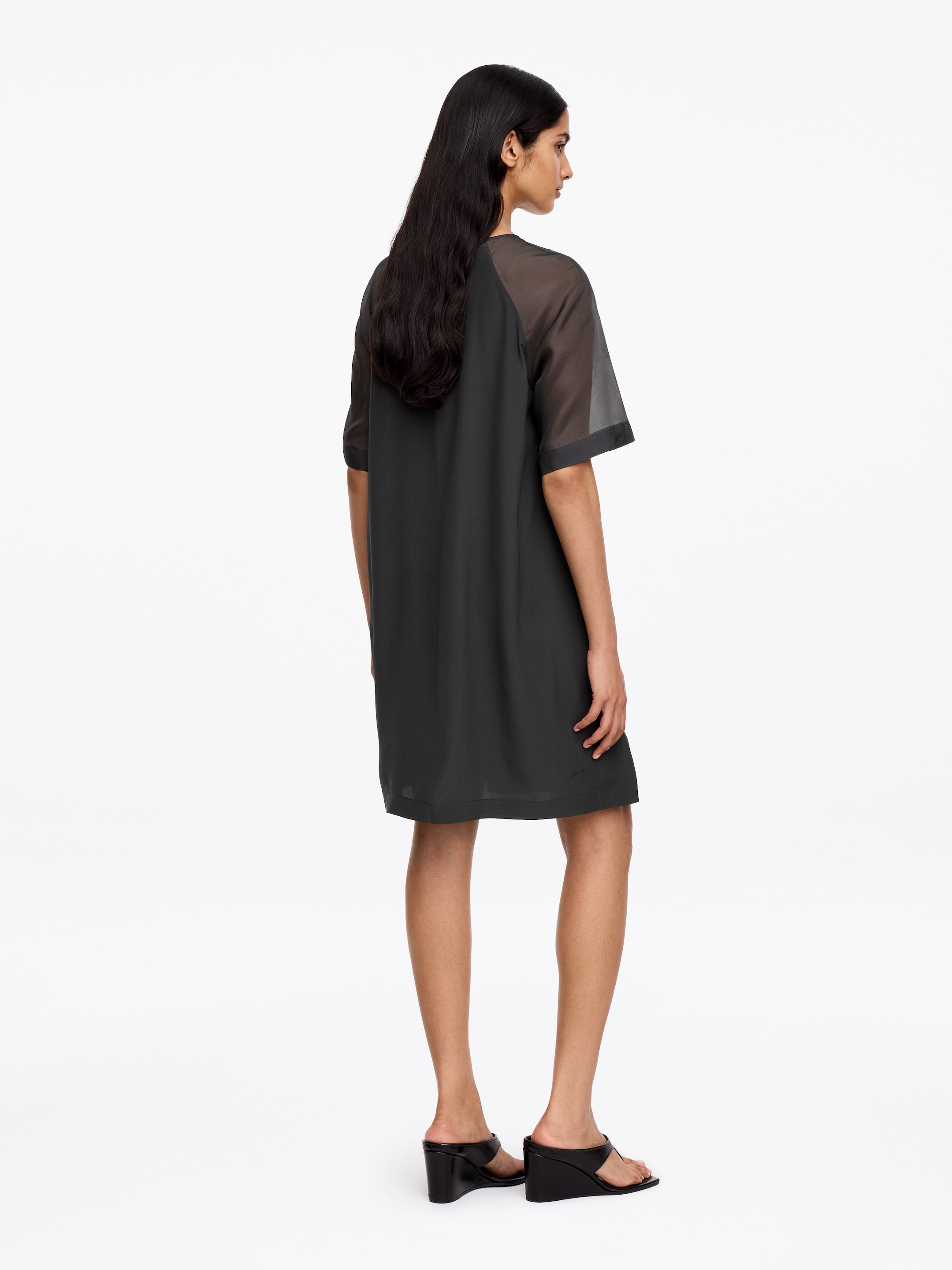 Silk T-Shirt Dress - Dark Grey - Regular fit - Women - StillMedia/Lookbook - 3