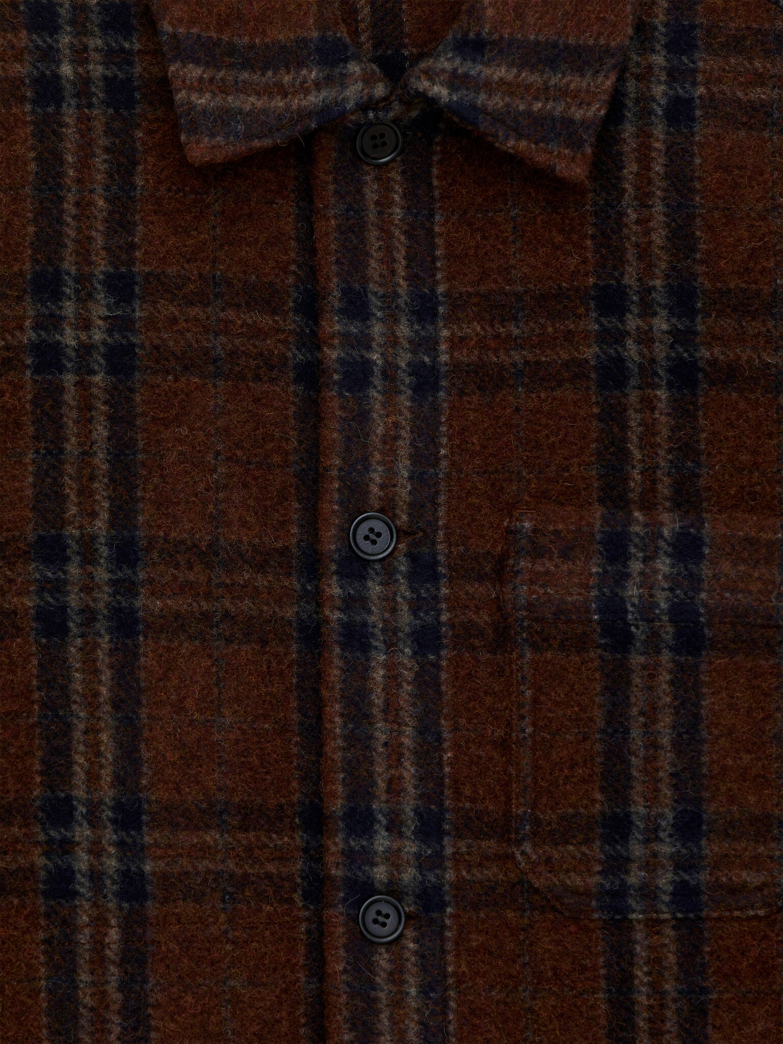 Wool-Blend Overshirt - Marron/Bleu/Beige - 4