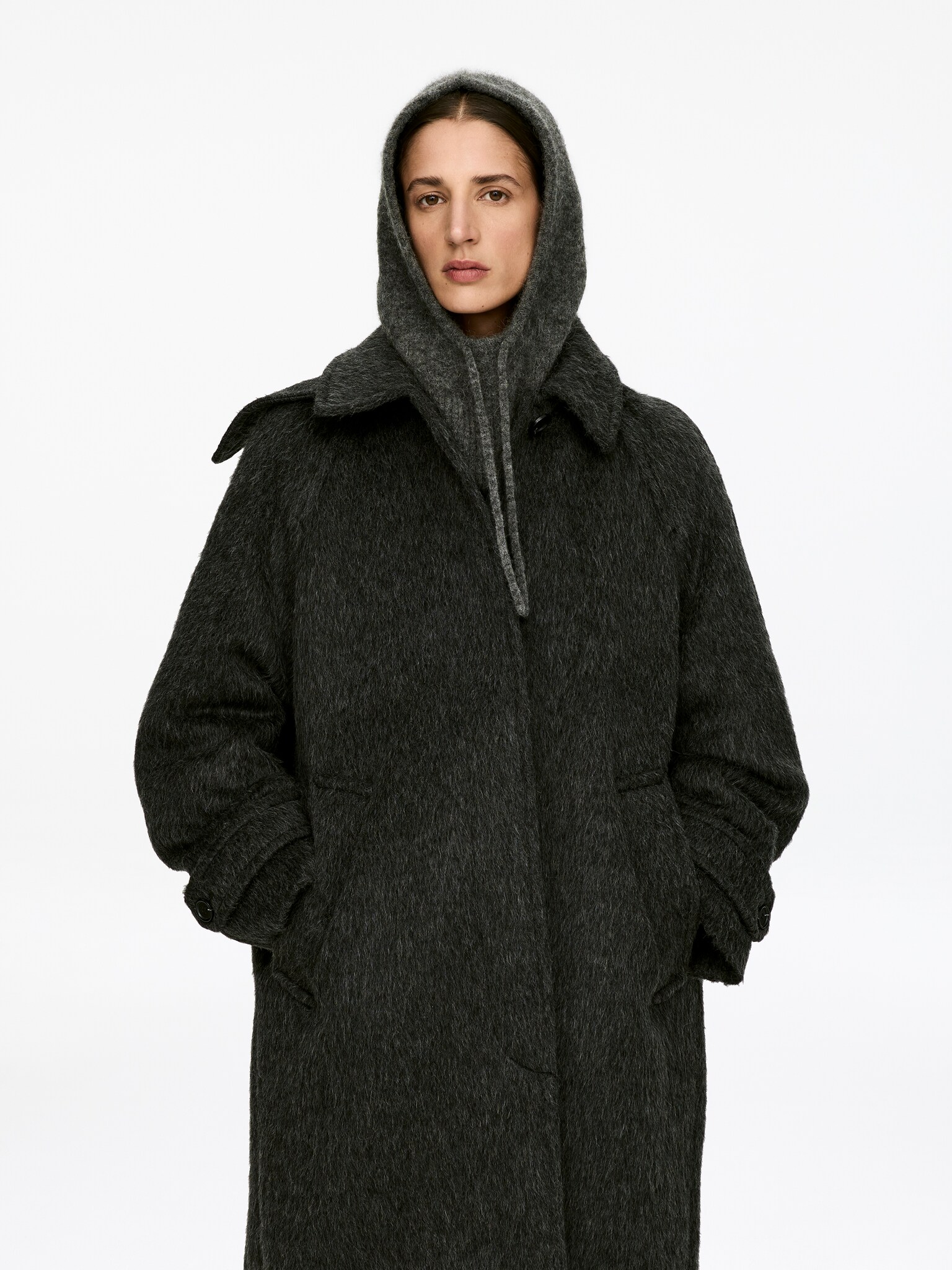 Cagoule en mélange de laine et d'alpaga - gris/Noir/Rouille - 3