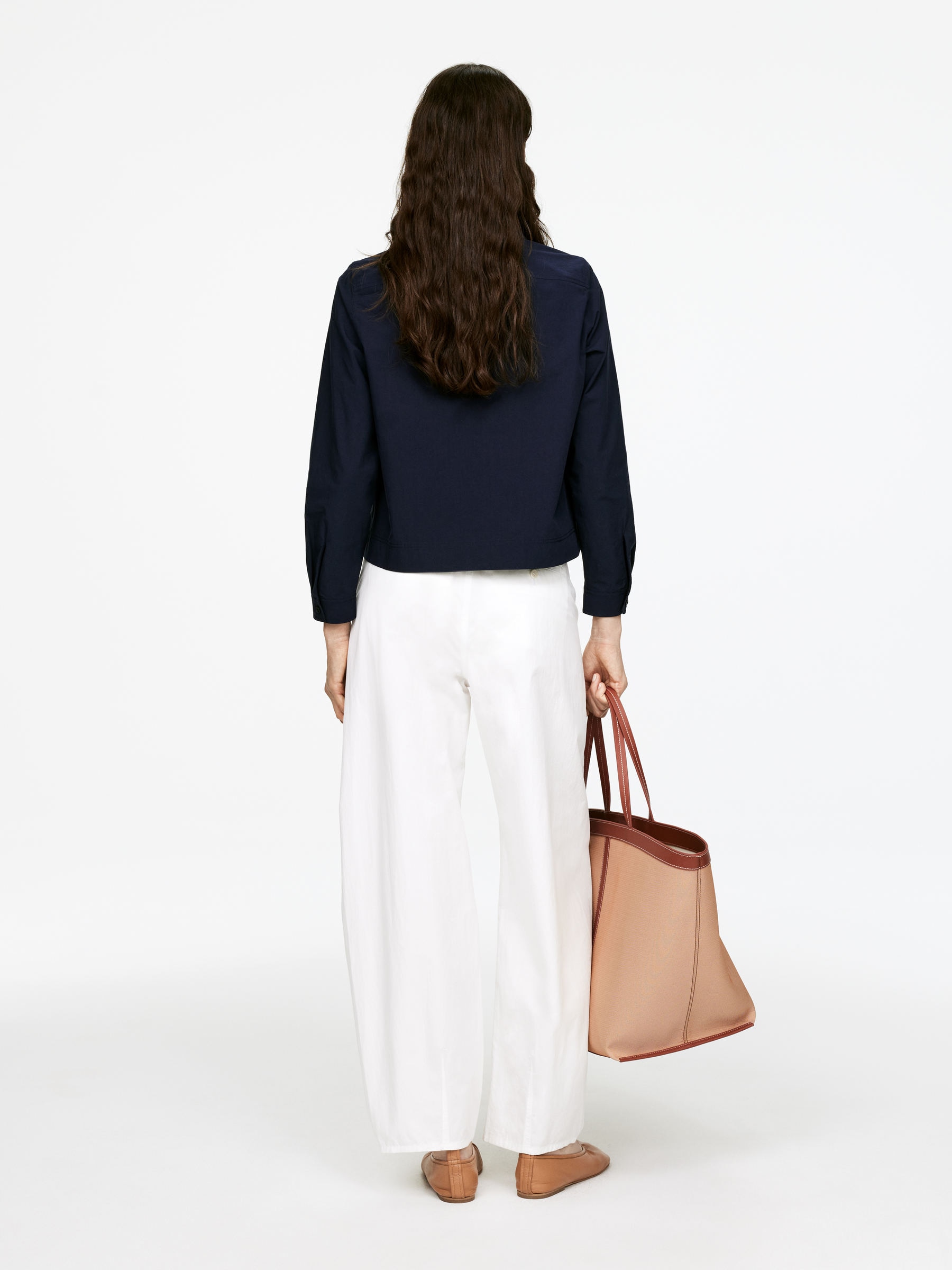 Cropped Poplin Shirt - Dark Blue - Regular fit - Women - StillMedia/Lookbook - 4