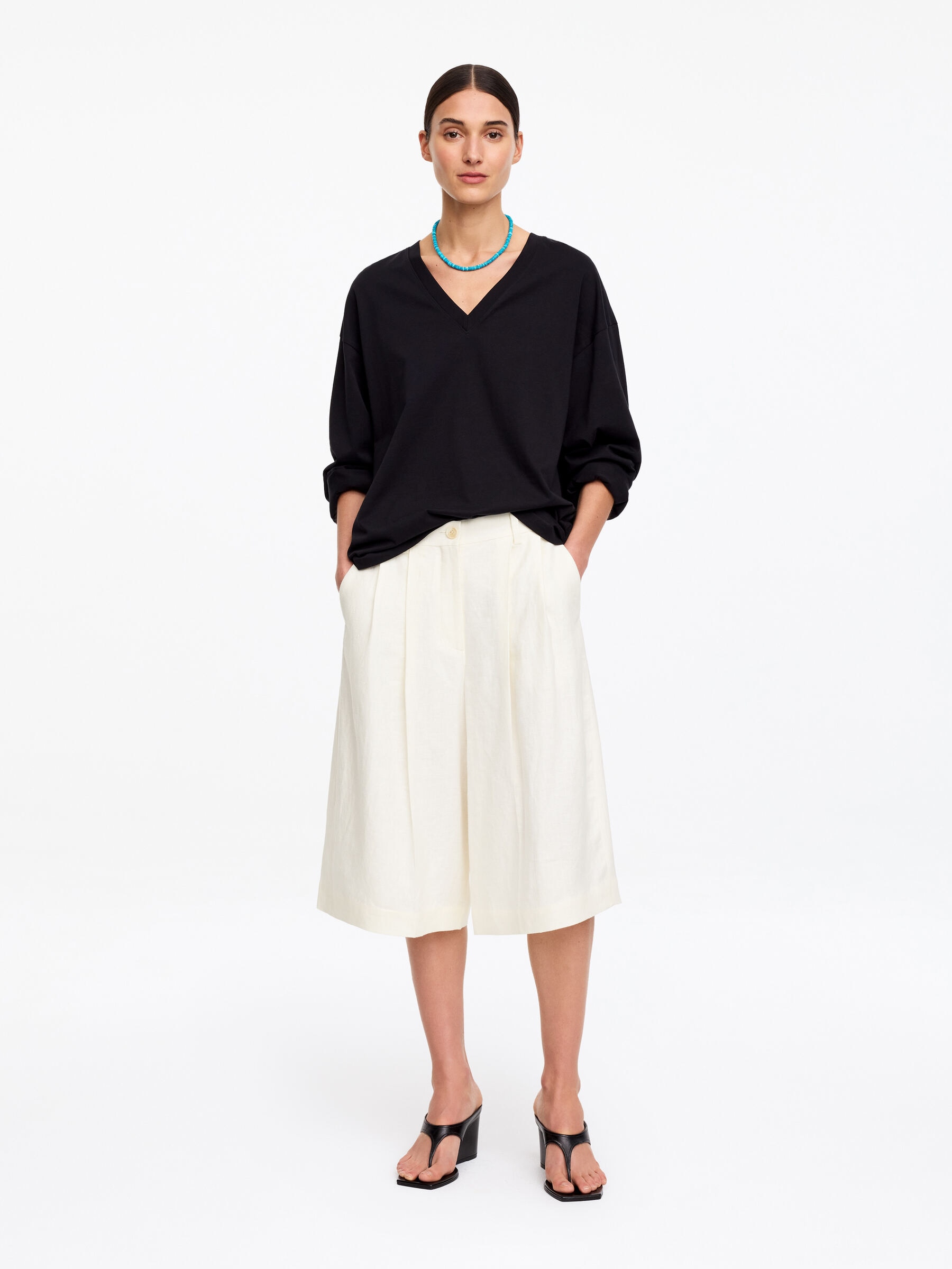 Elegante Leinenshorts-#F4F3E9-19105