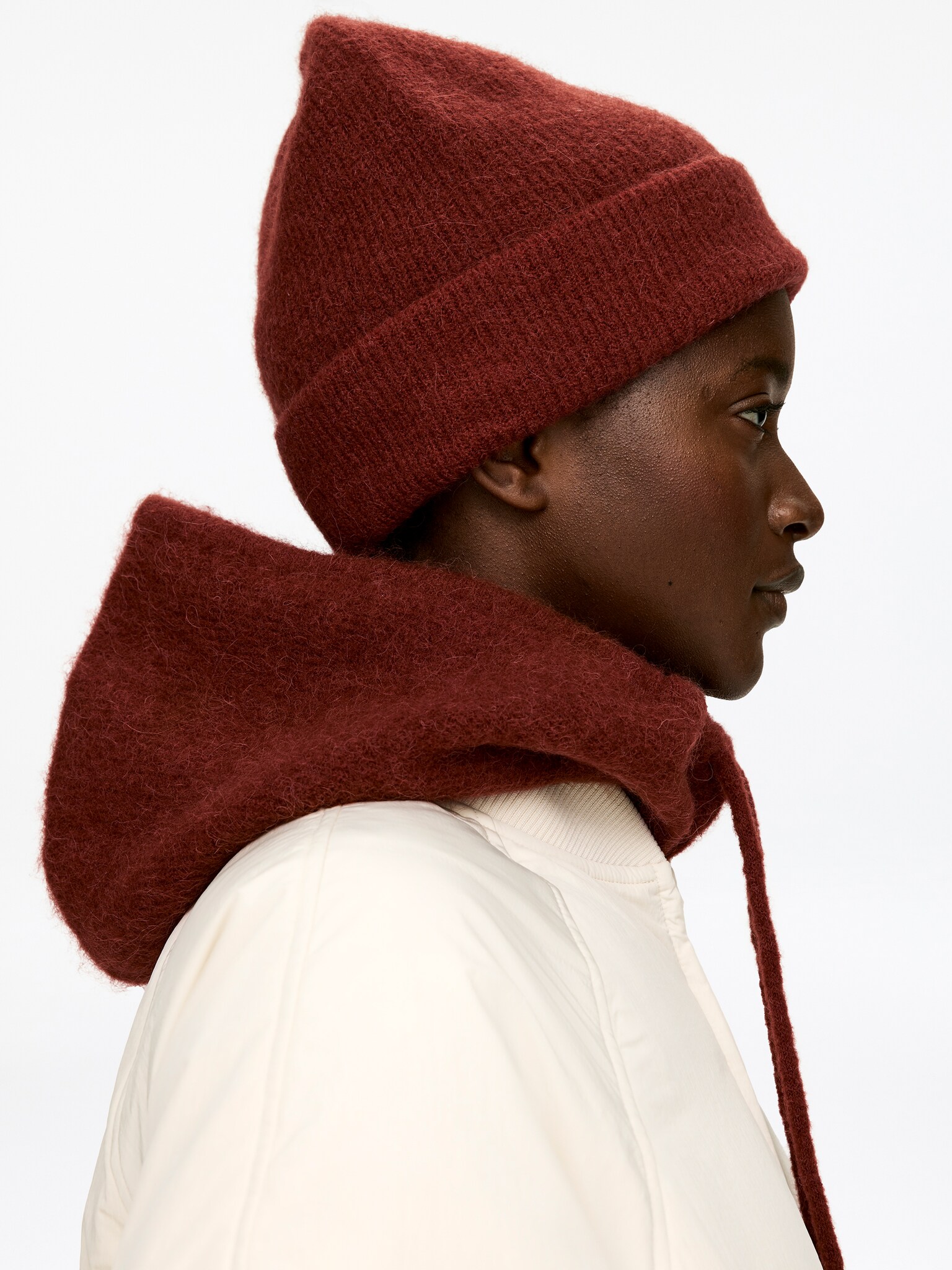 Beanie van een alpaca-wolmix - Roestbruin/Donkerblauw - 2