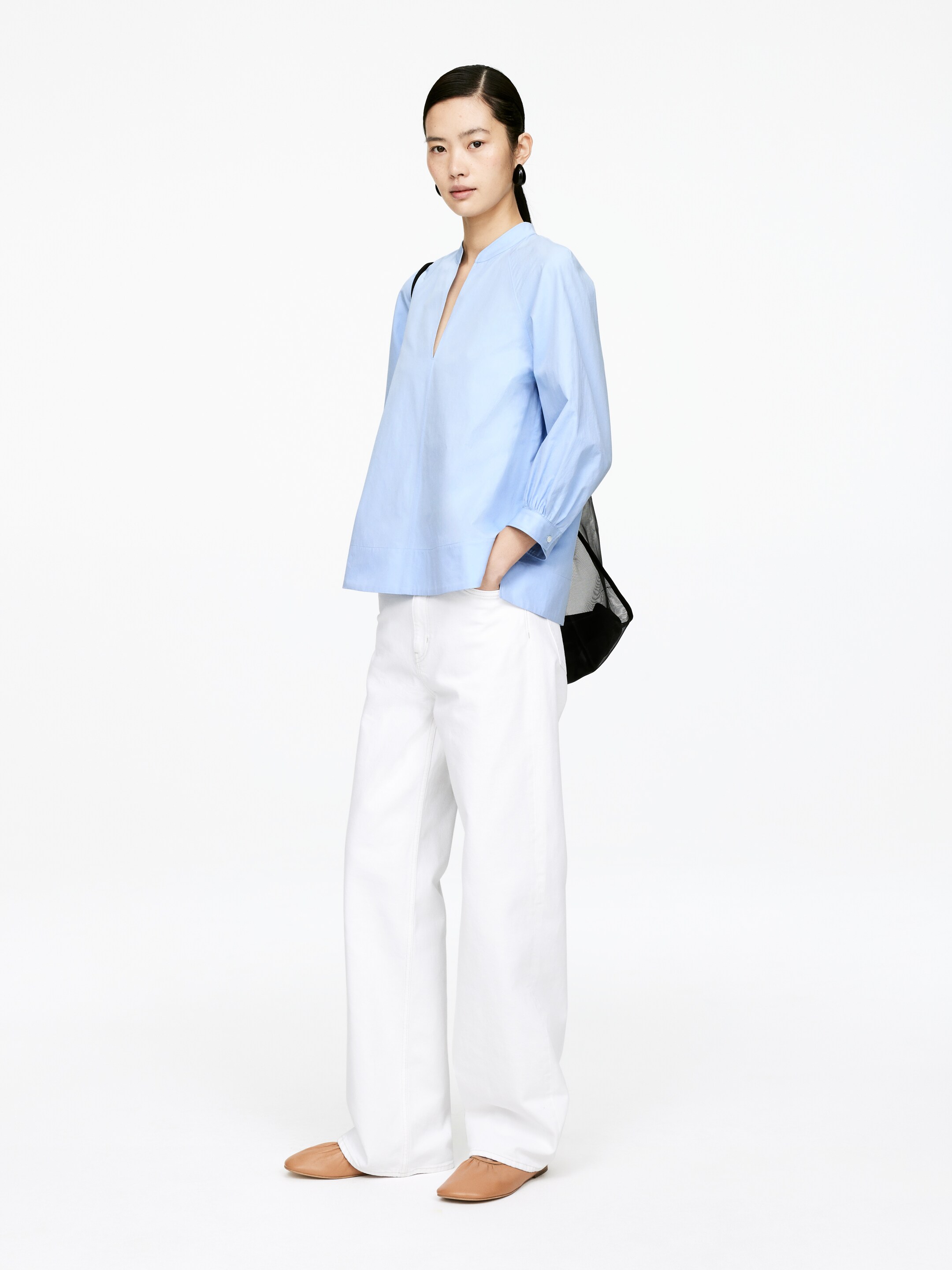 Visualizza immagine più grande: Blusa in cotone con scollo a V - Azzurro - DONNA | H&M IT 4