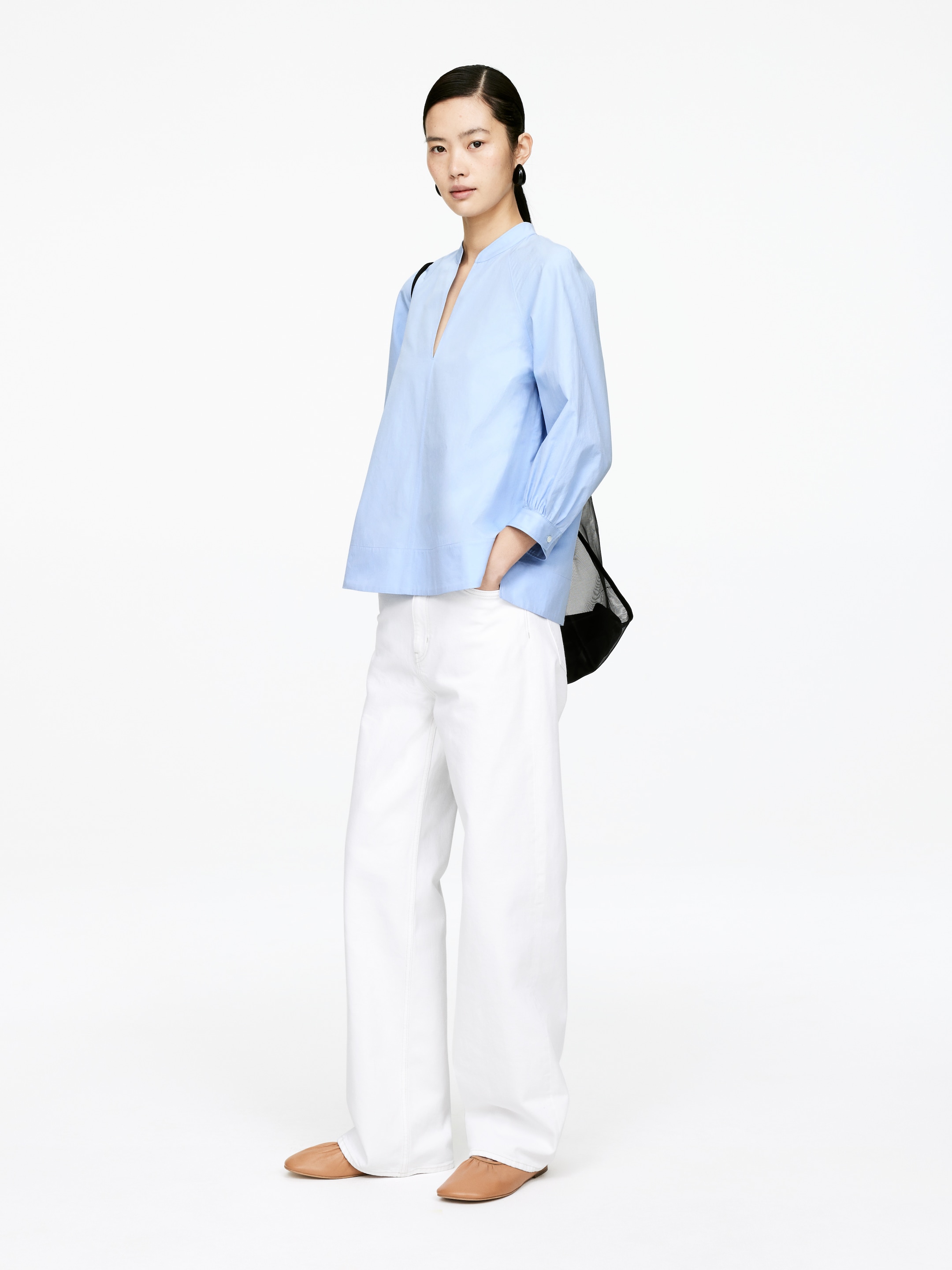 Agrandir l'image: Chemisier en coton à col en V - Bleu ciel - FEMME | H&M FR 3
