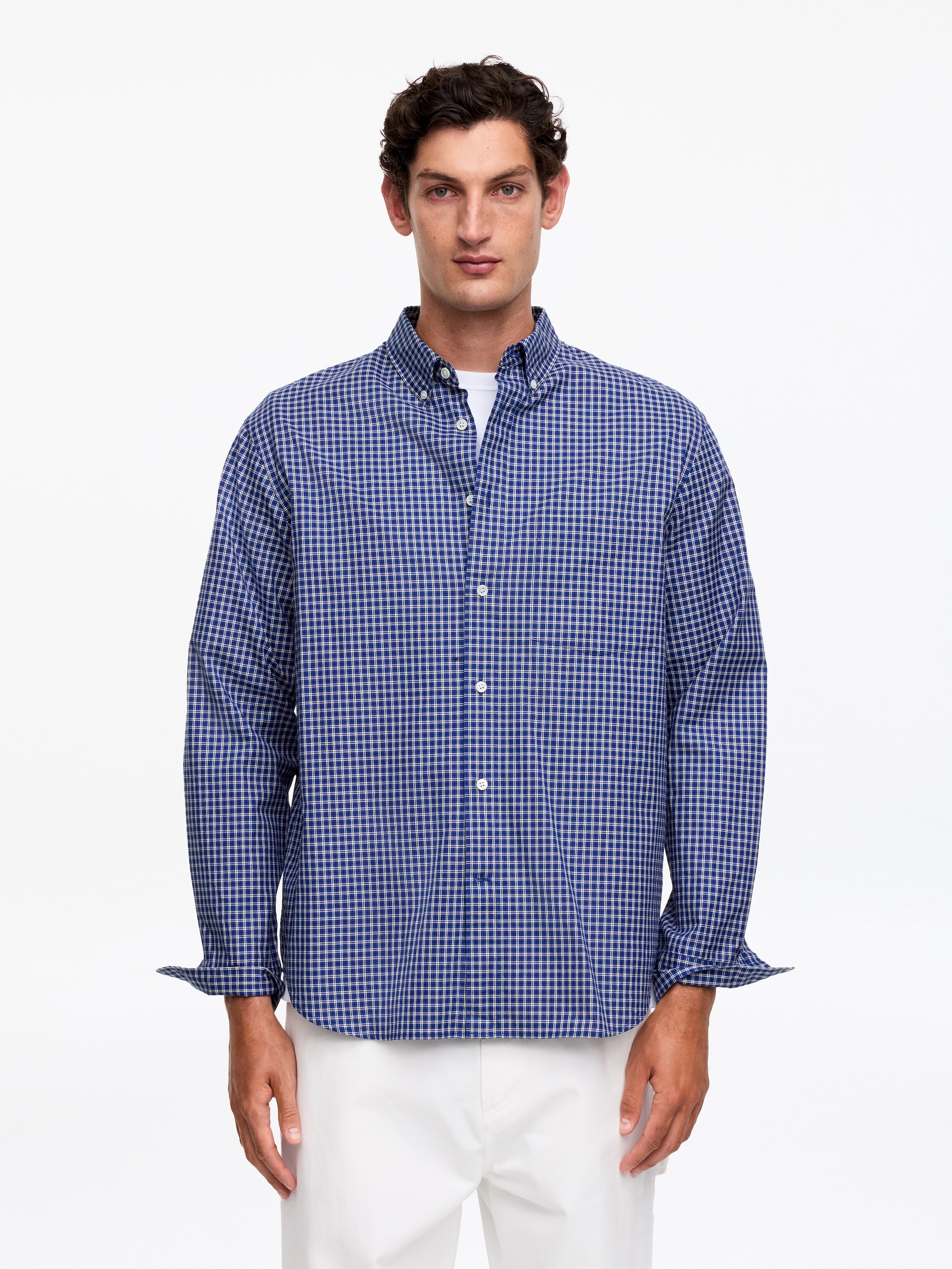 Lockeres Pinpoint-Hemd - Blau - Relaxed Fit - Herren - StillMedia/Lookbook - 5
