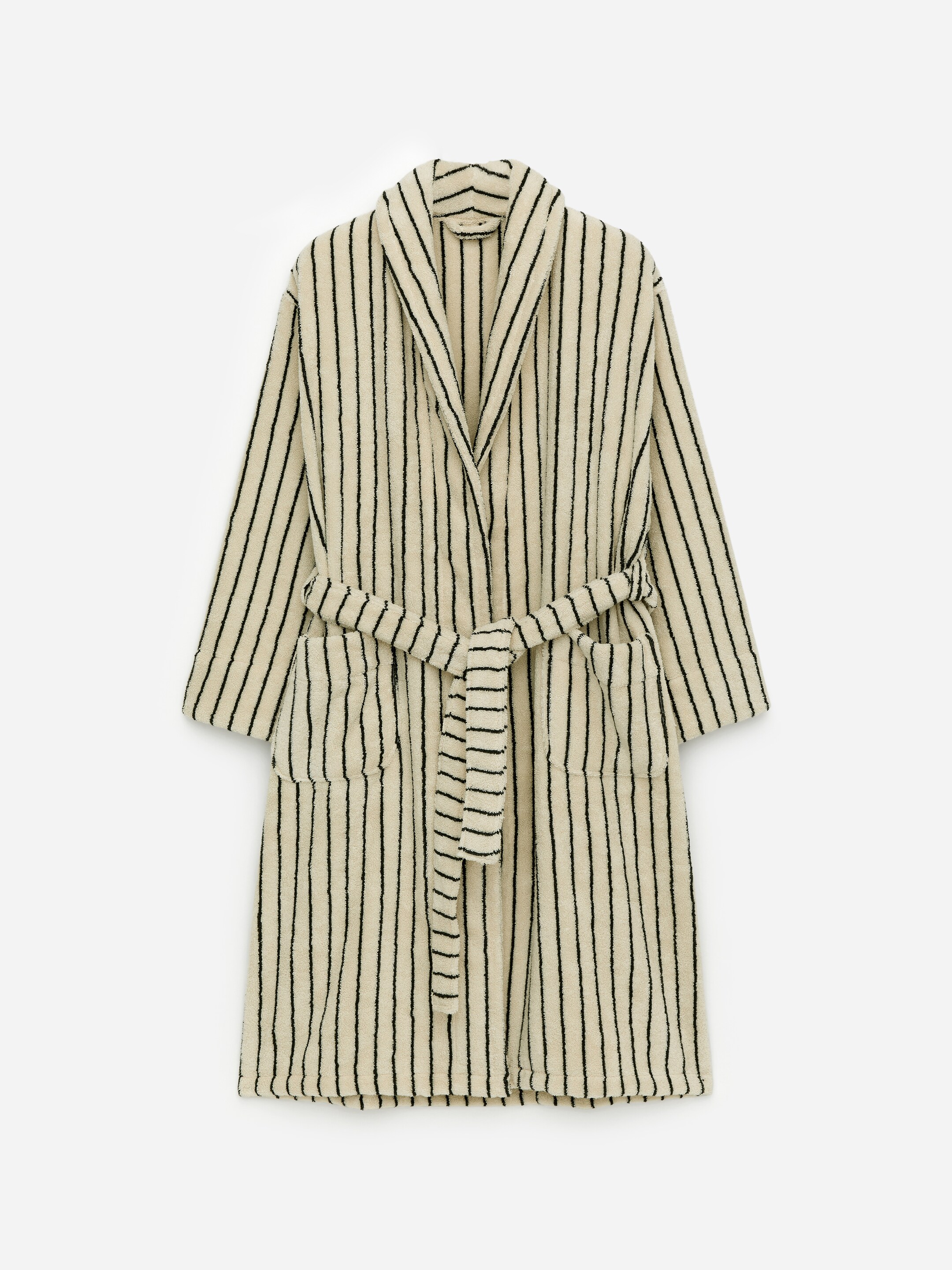 Ver imagem maior: Roupão de banho em terry de algodão - Branco sujo/preto - HOMEM | H&M PT 3