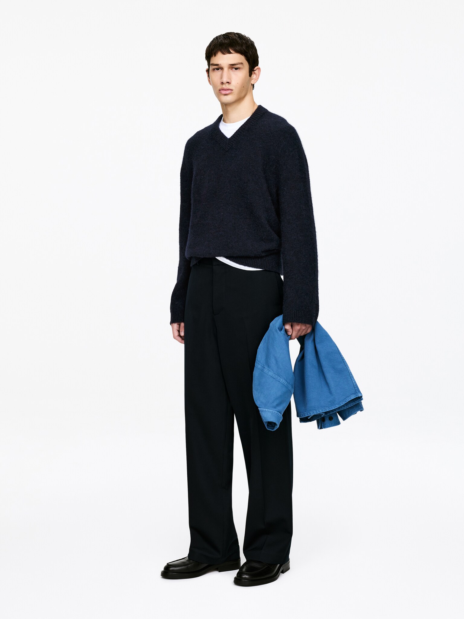 Pull décontracté en mélange d'alpaga - Bleu foncé/Vert/Marron - 5