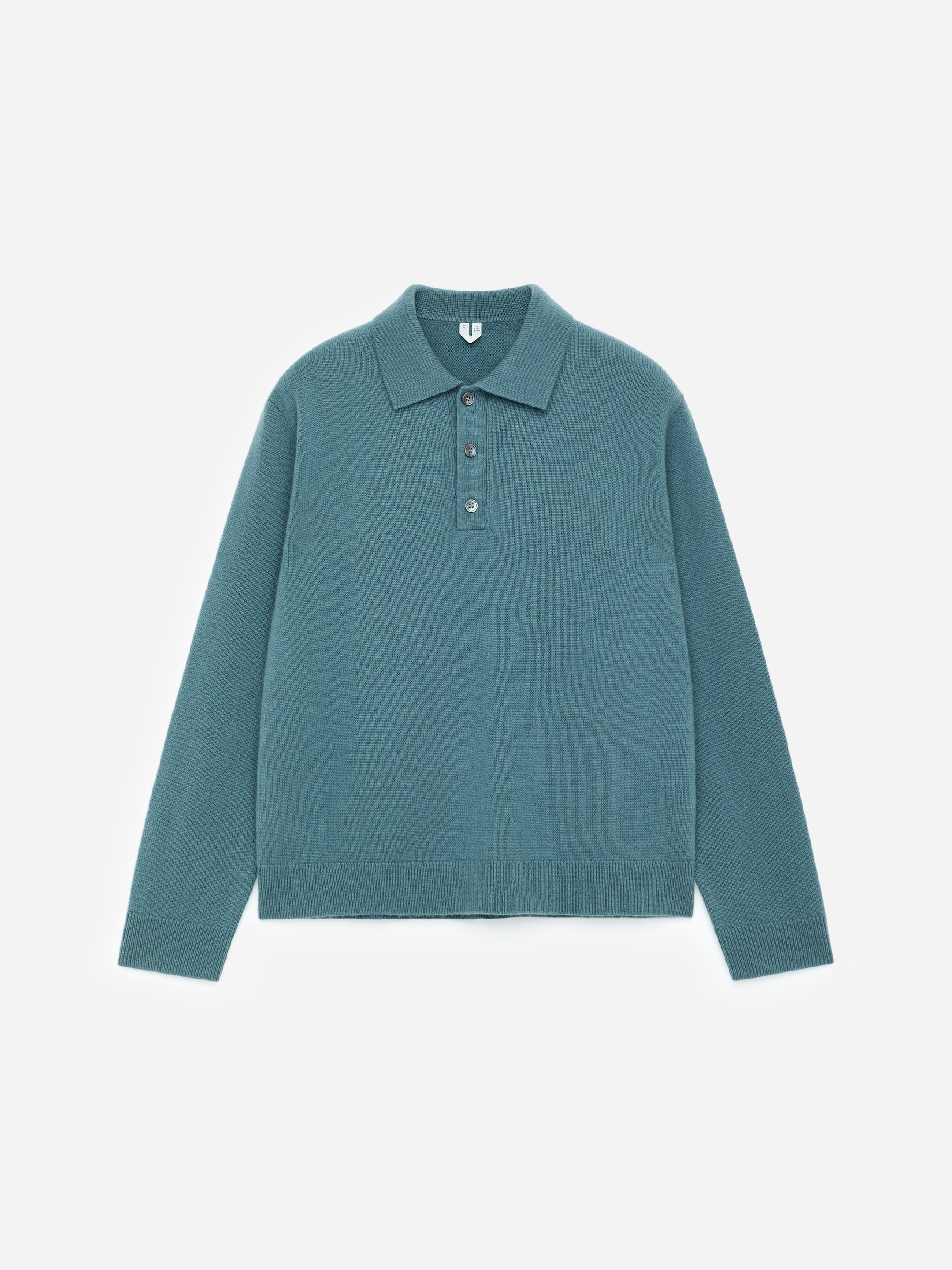 Pure Cashmere Polo Jumper-#899CA6-17281