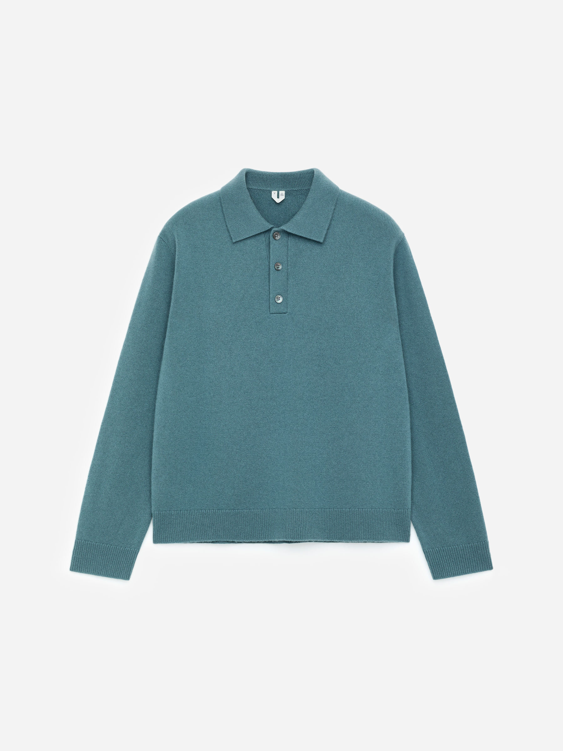 Pure Cashmere Polo Jumper - Dusty Turquoise - Relaxed fit - Men - StillMedia/DescriptiveStillLife - 2