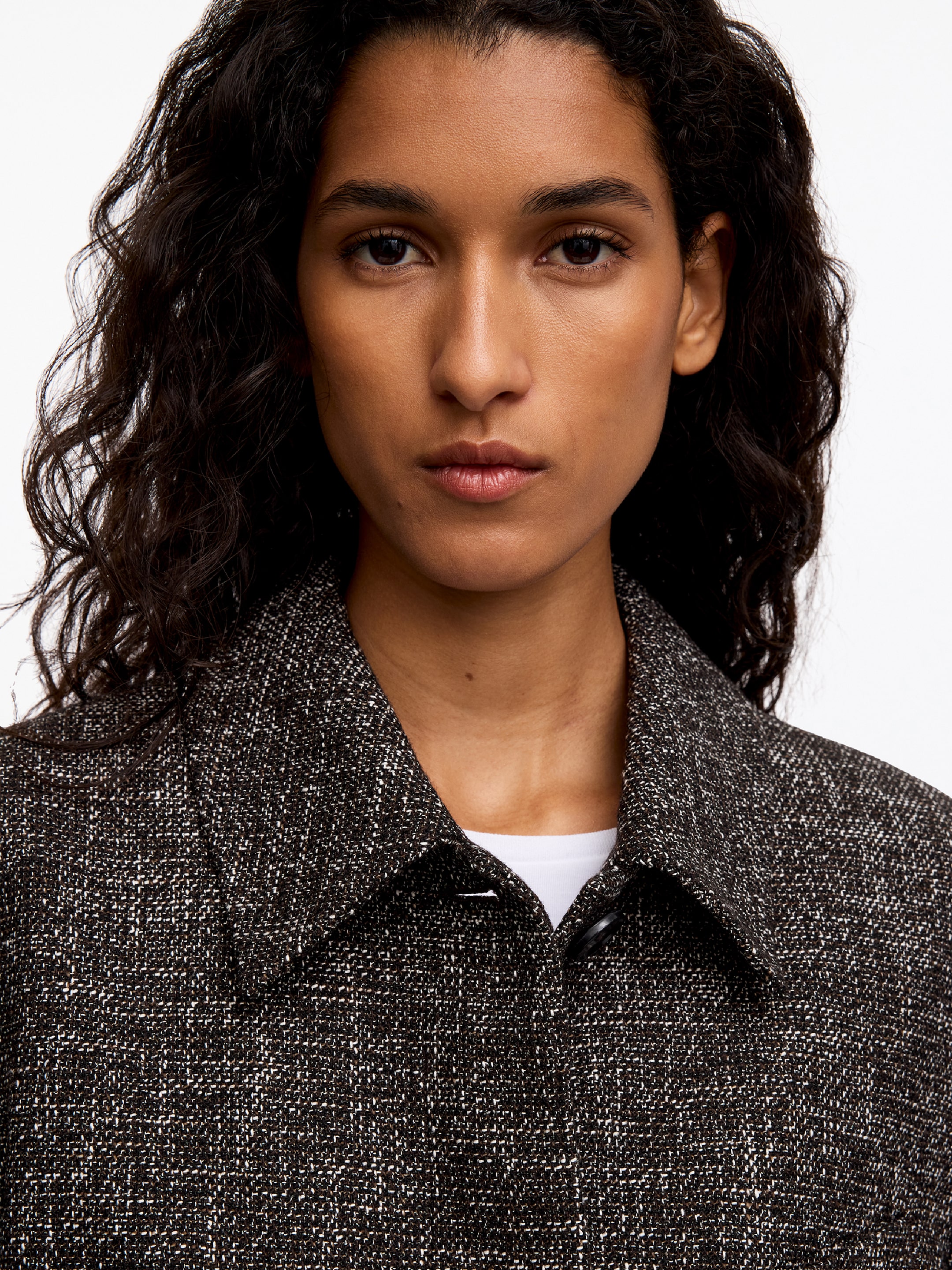 Wool Blend Cropped Jacket - Grey Melange - Regular fit - women - StillMedia/Lookbook - 5