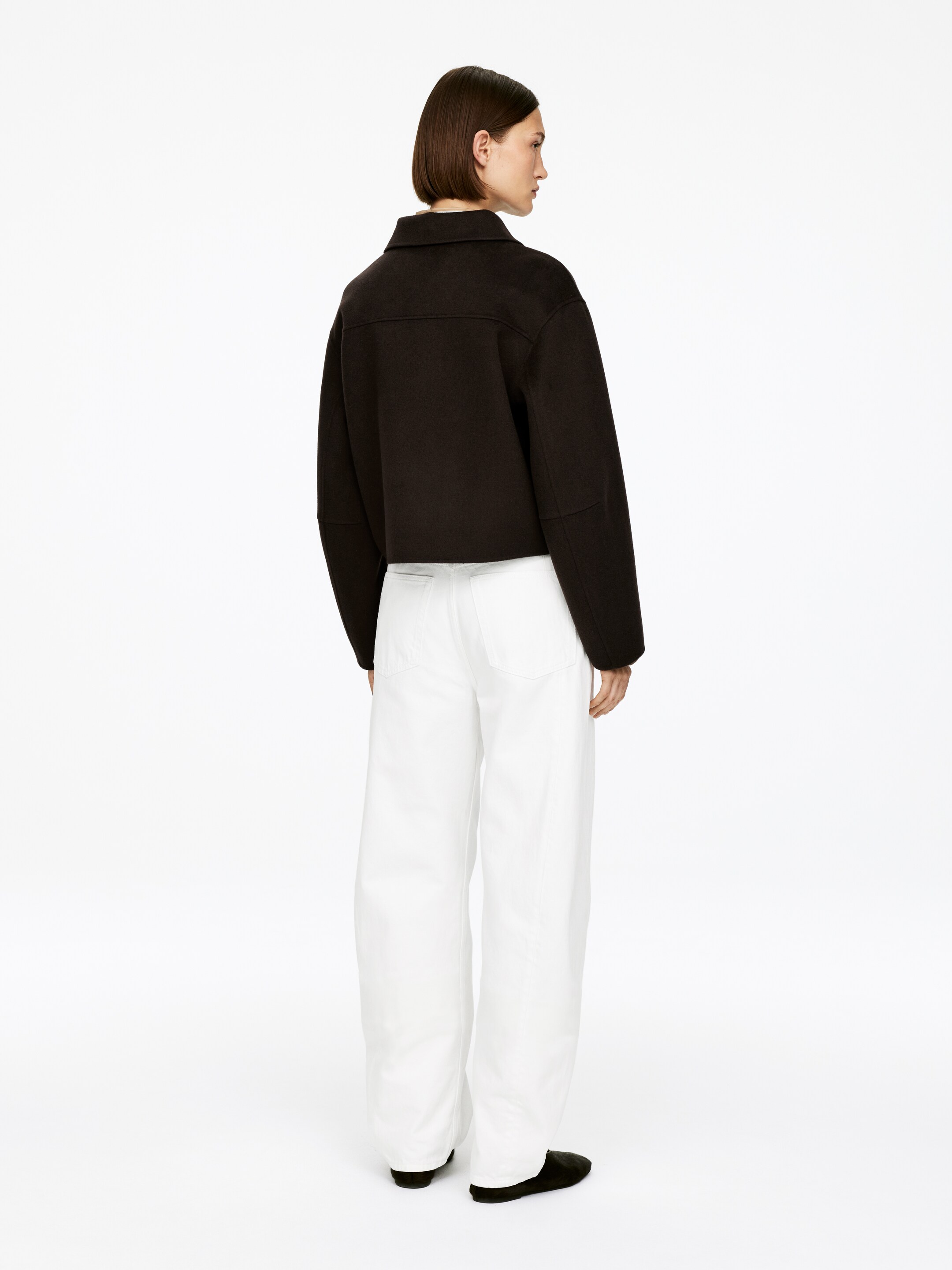 View larger image: Doublé Wool-Blend Overshirt - Dark Brown - Ladies | H&M GB 2