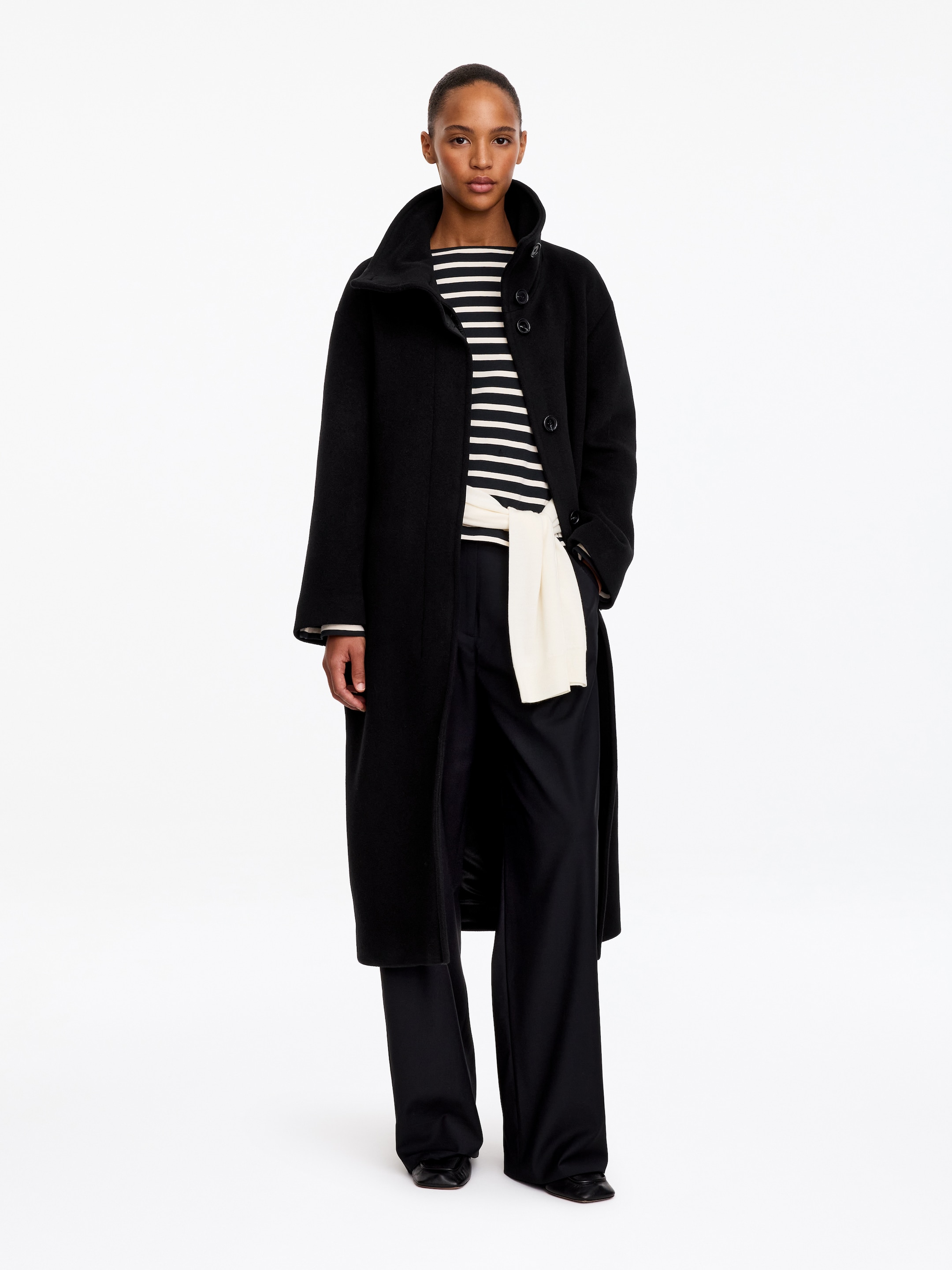 Mantel aus Wollmischung mit Gürtel - Schwarz - Regular Fit - women - StillMedia/Lookbook - 5